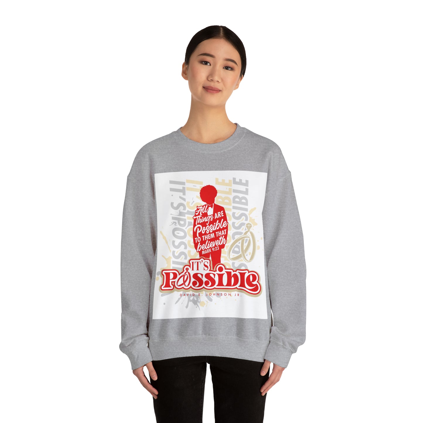 "It's Possible" Single Unisex Heavy Blend™ Crewneck Sweatshirt (Red)