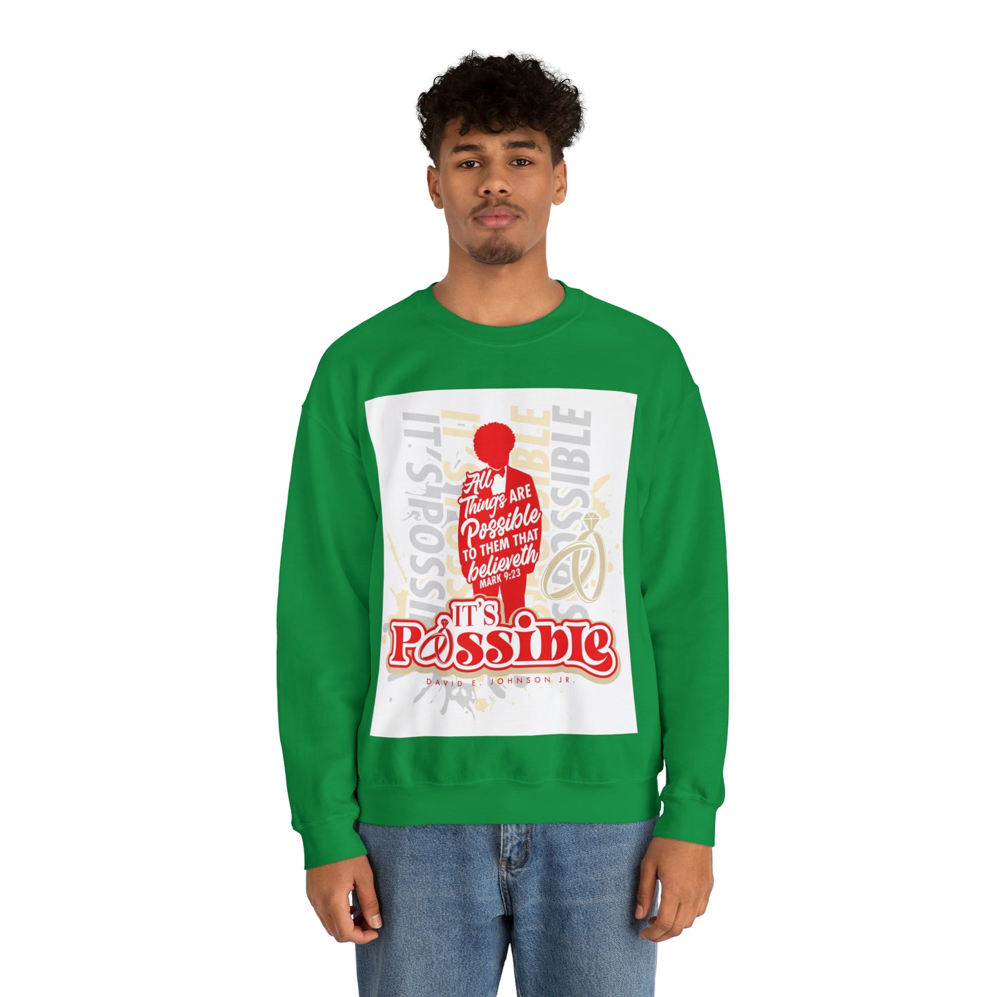 "It's Possible" Single Unisex Heavy Blend™ Crewneck Sweatshirt (Red)