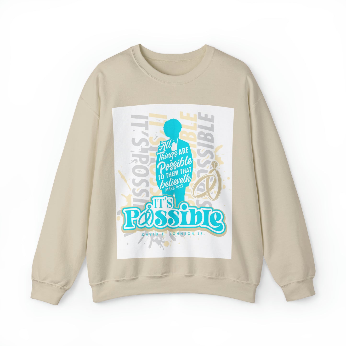 "It's Possible" Single Unisex Heavy Blend™ Crewneck Sweatshirt (Teal)