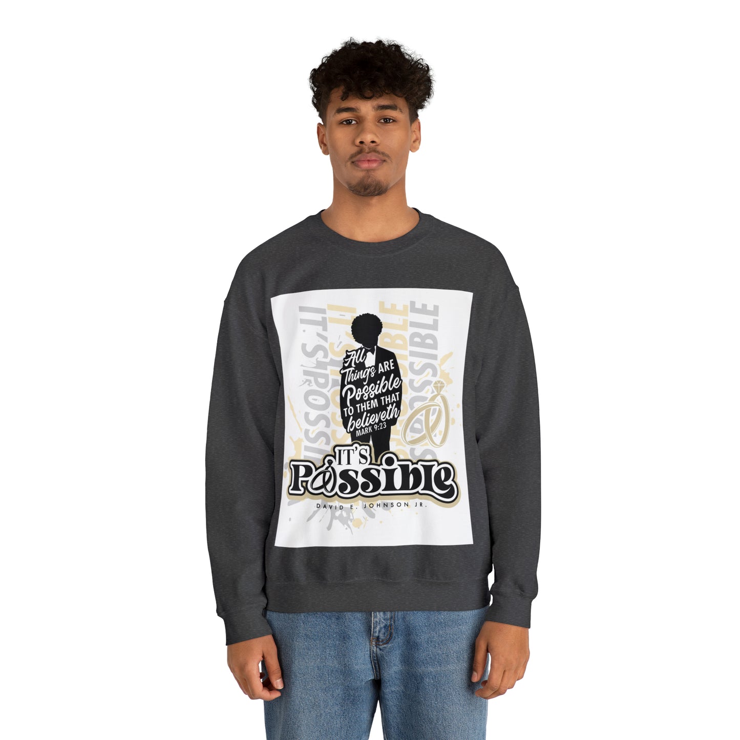 "It's Possible" Single Unisex Heavy Blend™ Crewneck Sweatshirt (Black)