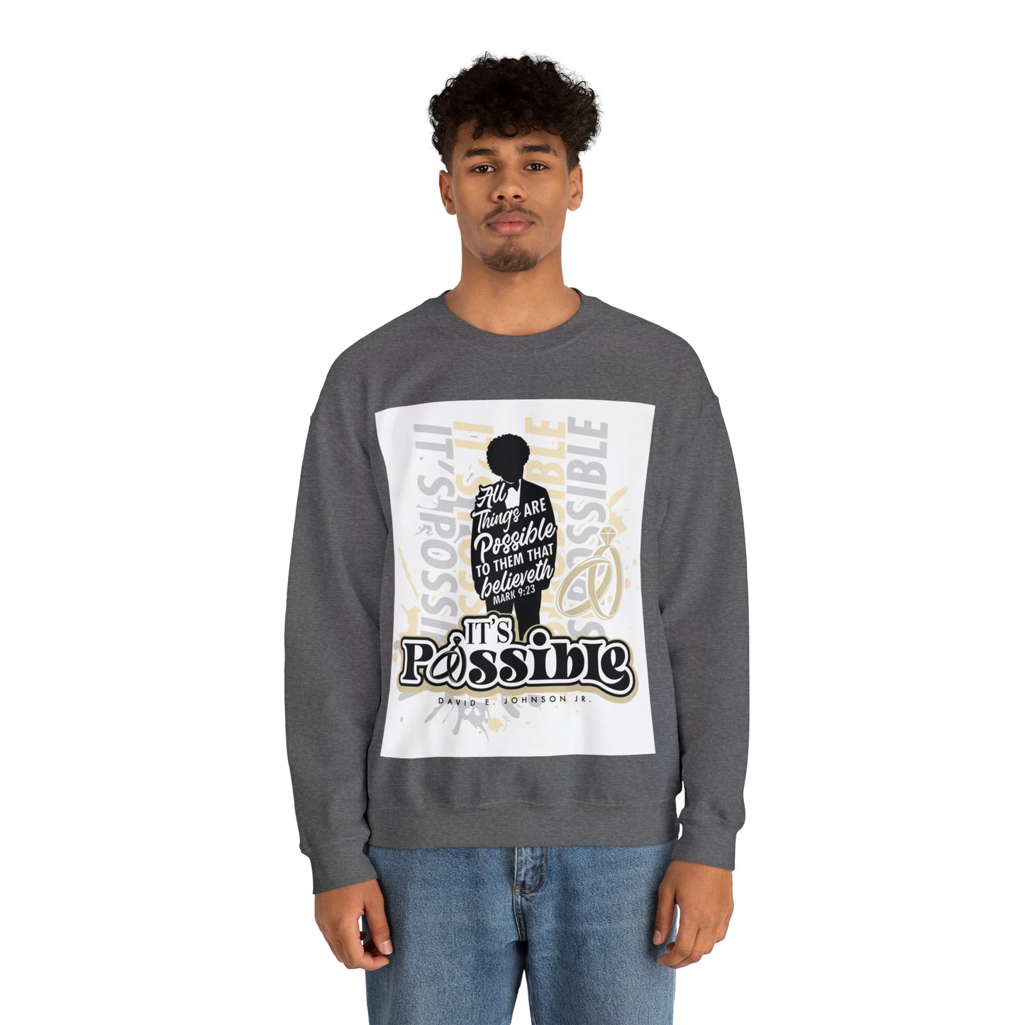 "It's Possible" Single Unisex Heavy Blend™ Crewneck Sweatshirt (Black)