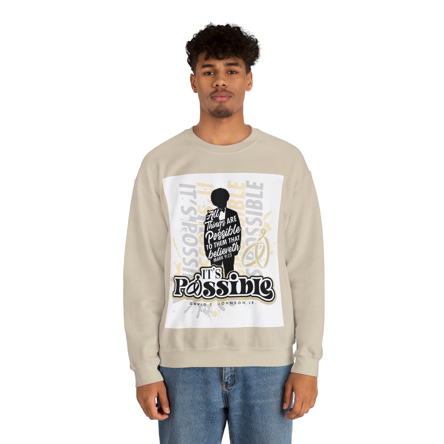 "It's Possible" Single Unisex Heavy Blend™ Crewneck Sweatshirt (Black)