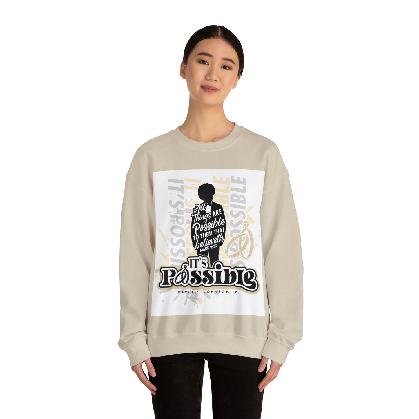 "It's Possible" Single Unisex Heavy Blend™ Crewneck Sweatshirt (Black)