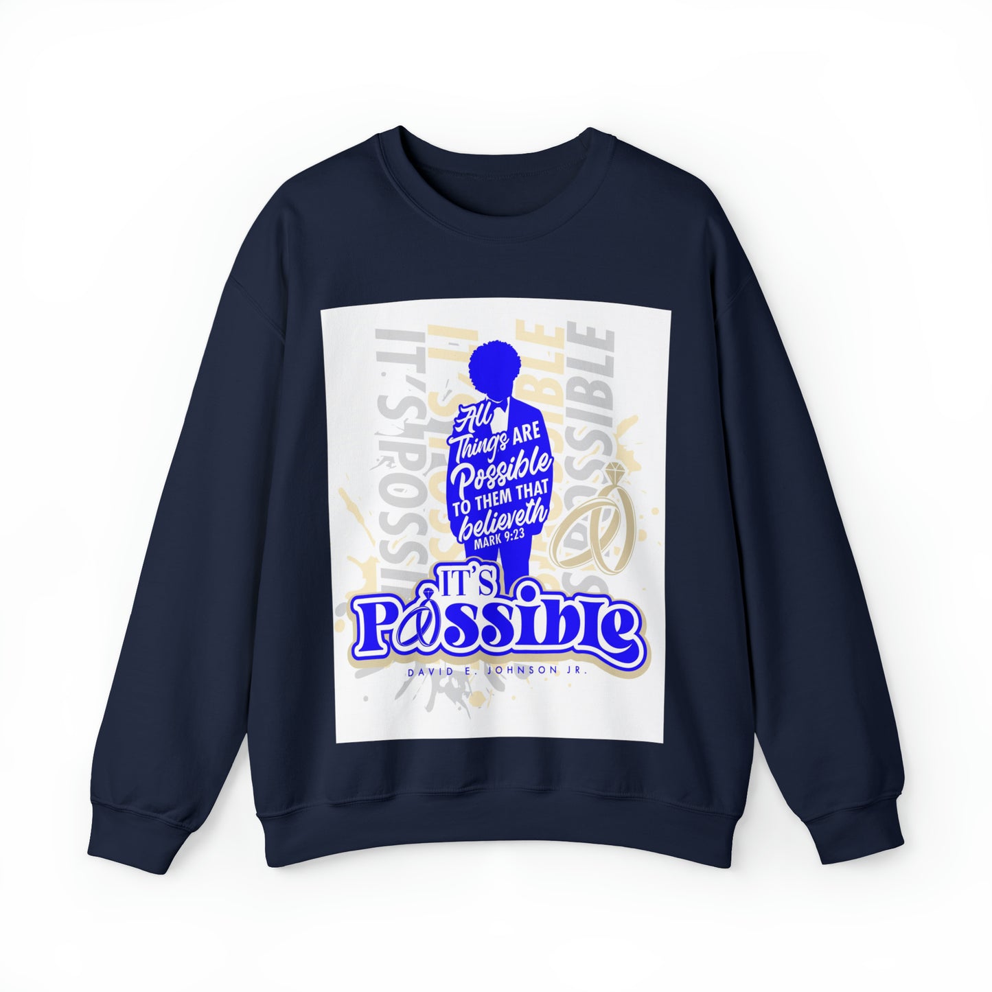"It's Possible" Single Unisex Heavy Blend™ Crewneck Sweatshirt (Blue)