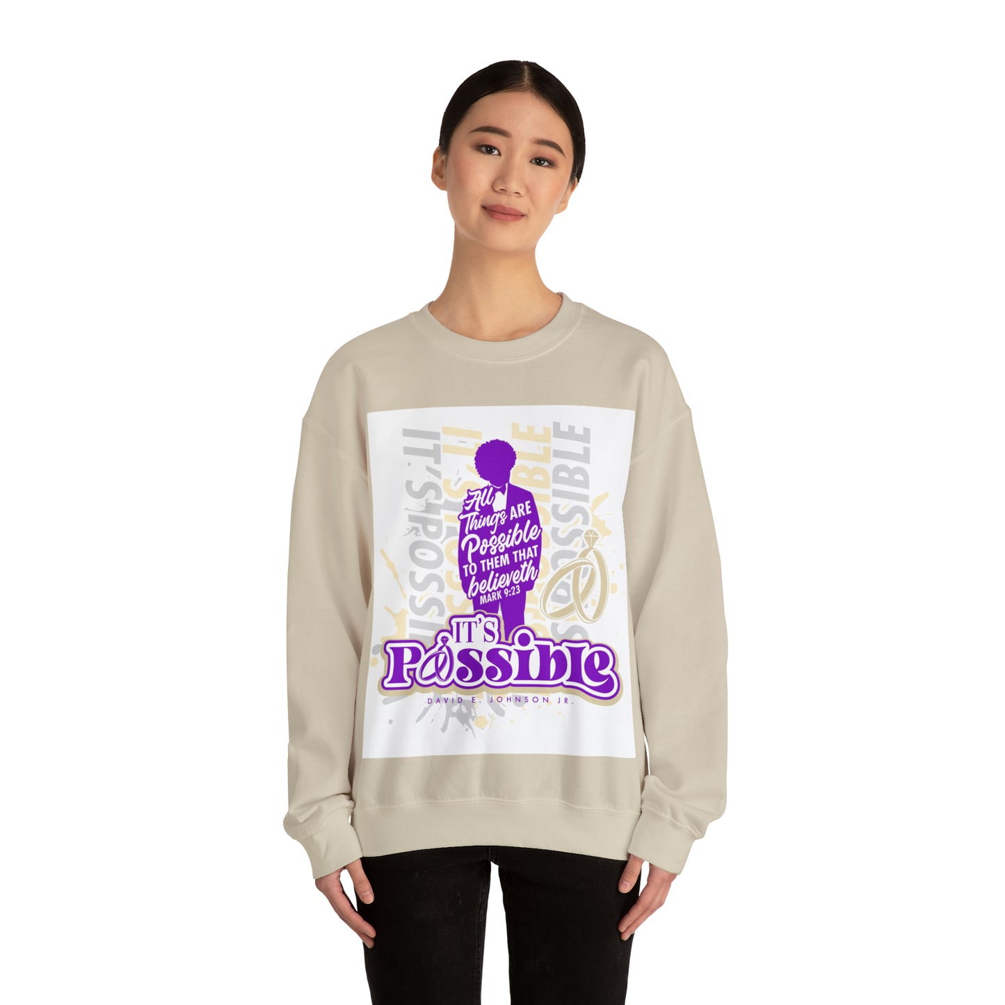 "It's Possible" Single Unisex Heavy Blend™ Crewneck Sweatshirt (Purple)