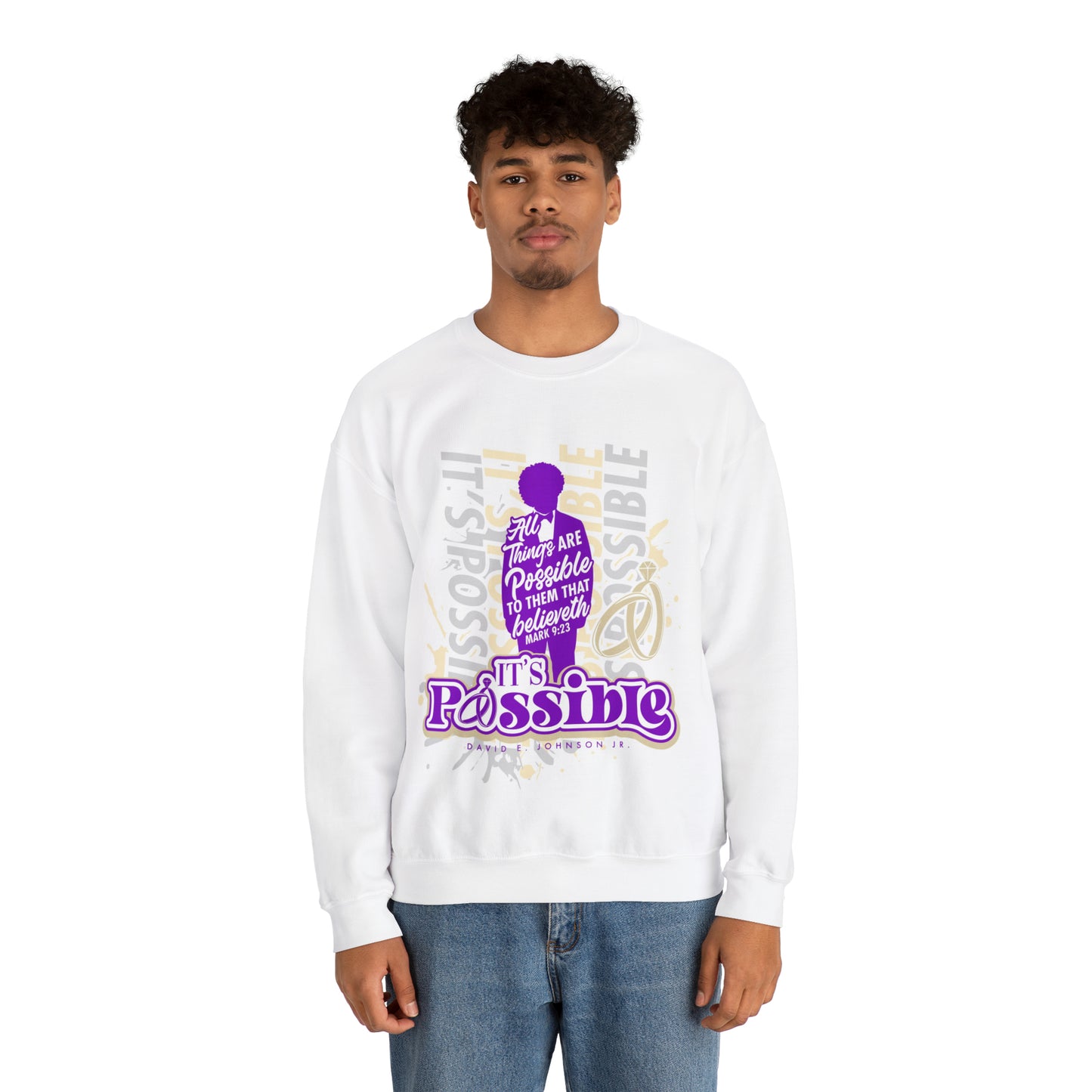 "It's Possible" Single Unisex Heavy Blend™ Crewneck Sweatshirt (Purple)