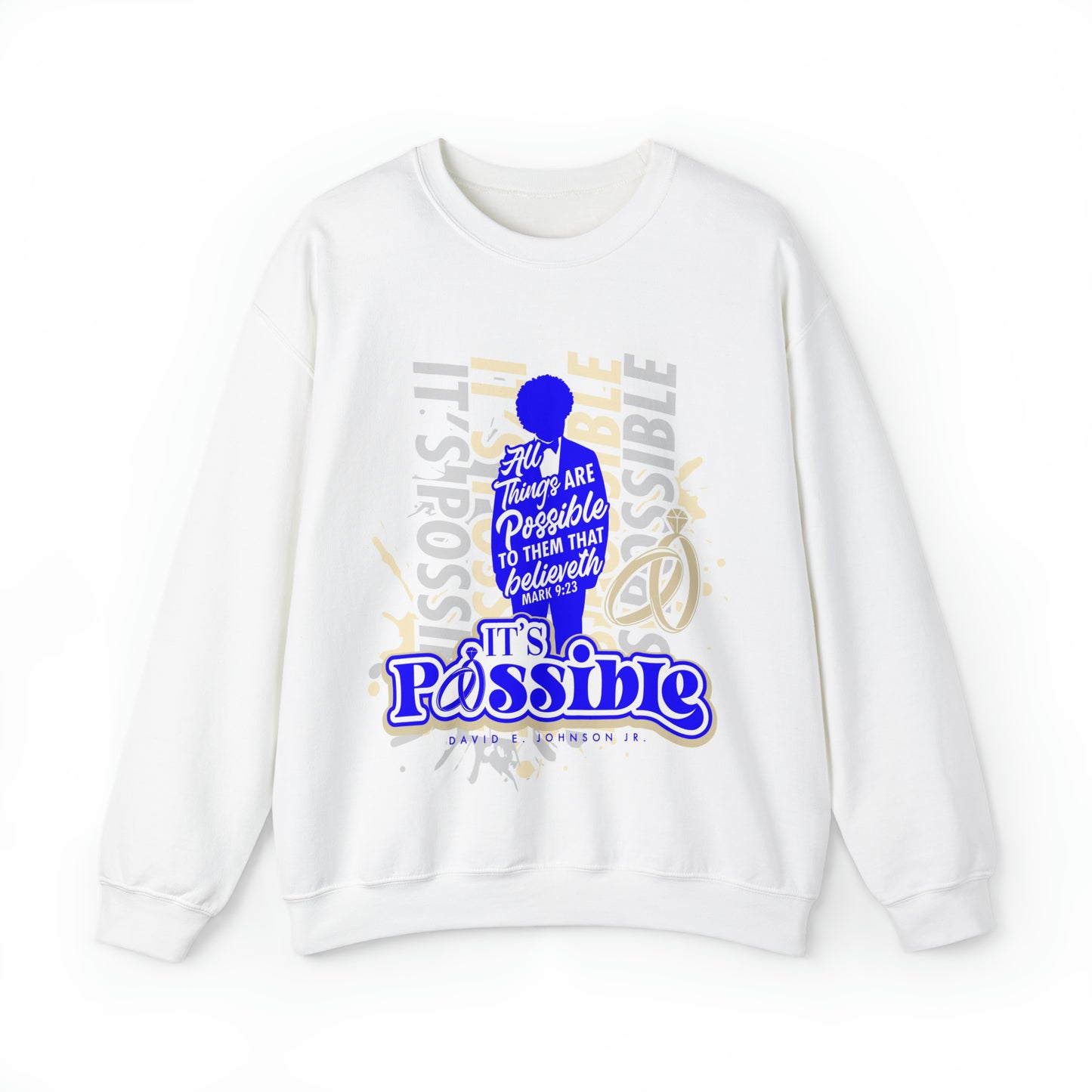 "It's Possible" Single Unisex Heavy Blend™ Crewneck Sweatshirt (Blue)