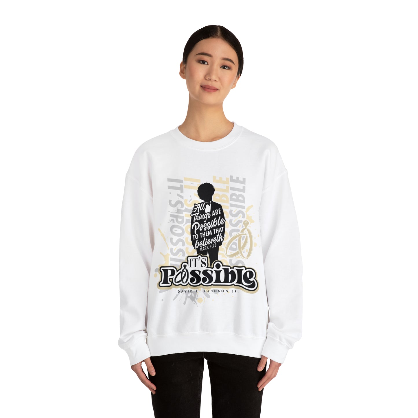 "It's Possible" Single Unisex Heavy Blend™ Crewneck Sweatshirt (Black)