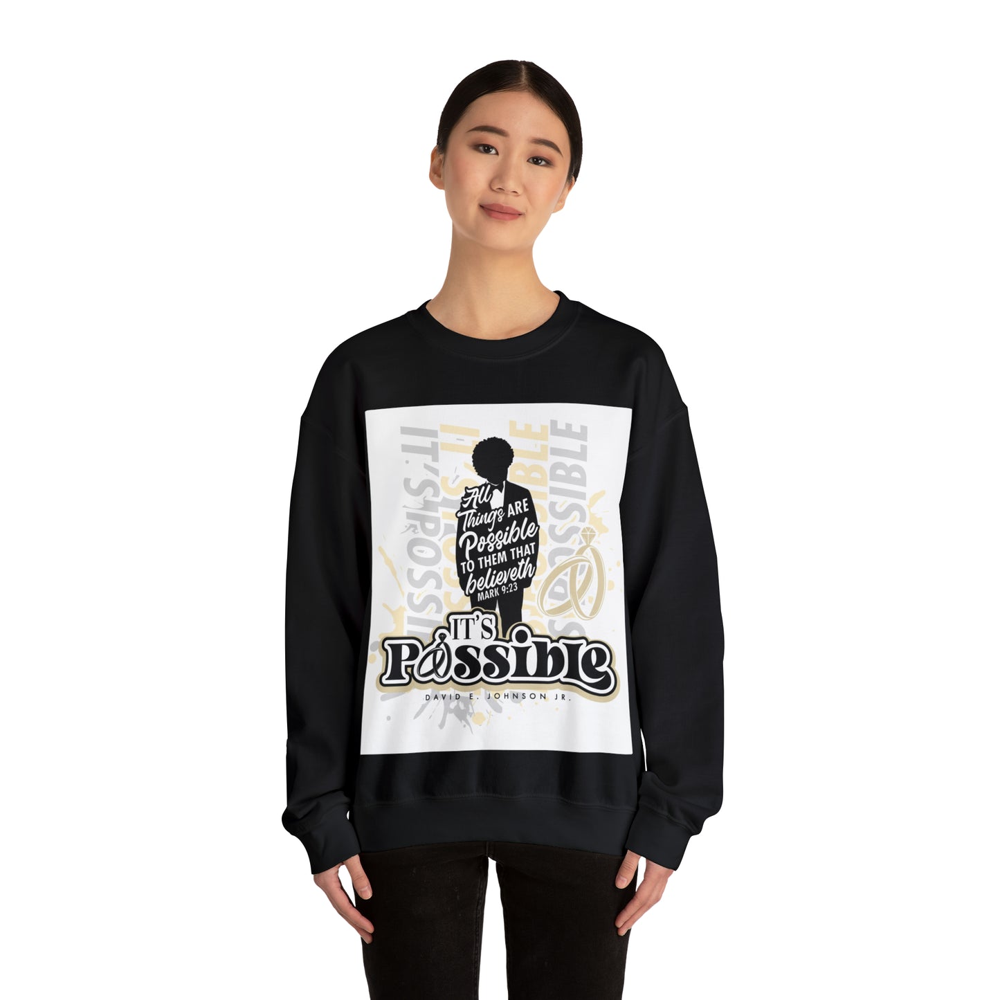 "It's Possible" Single Unisex Heavy Blend™ Crewneck Sweatshirt (Black)