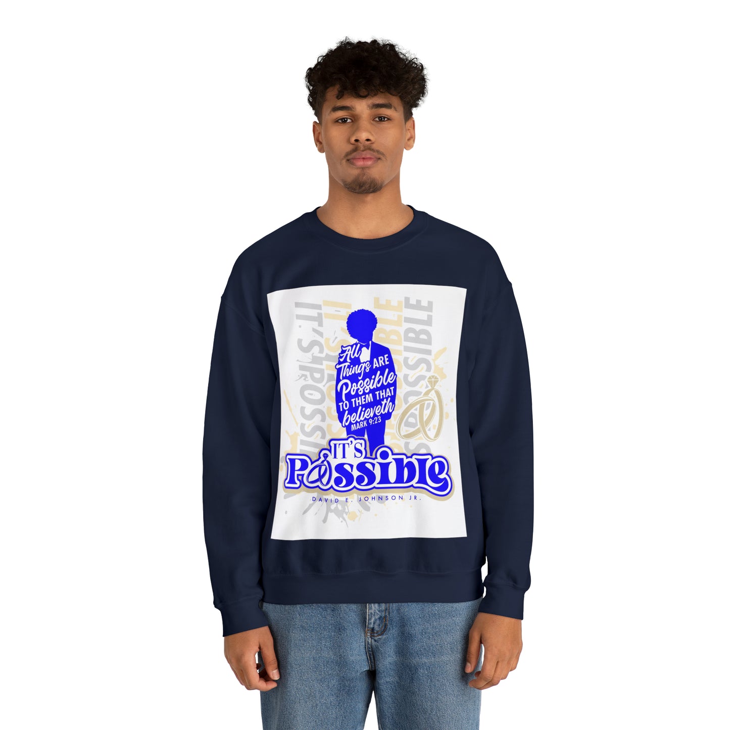 "It's Possible" Single Unisex Heavy Blend™ Crewneck Sweatshirt (Blue)