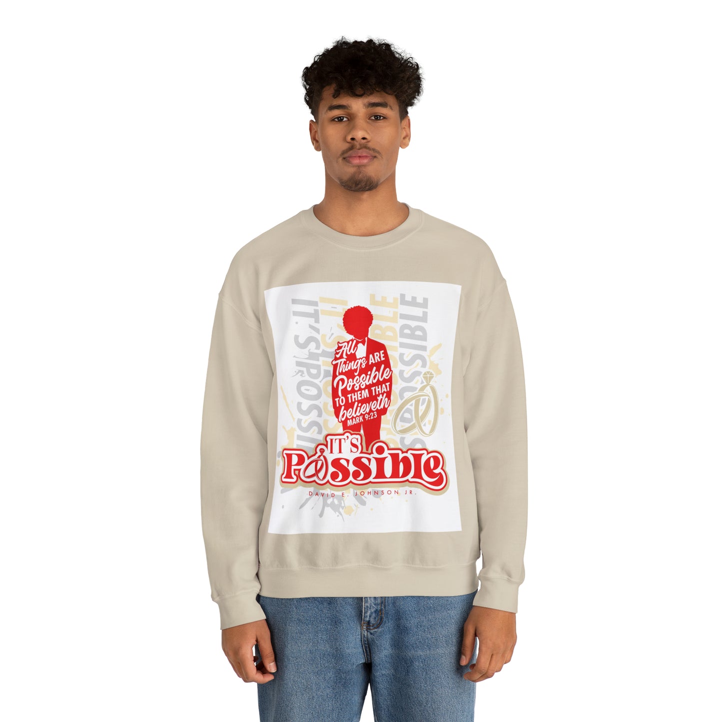 "It's Possible" Single Unisex Heavy Blend™ Crewneck Sweatshirt (Red)