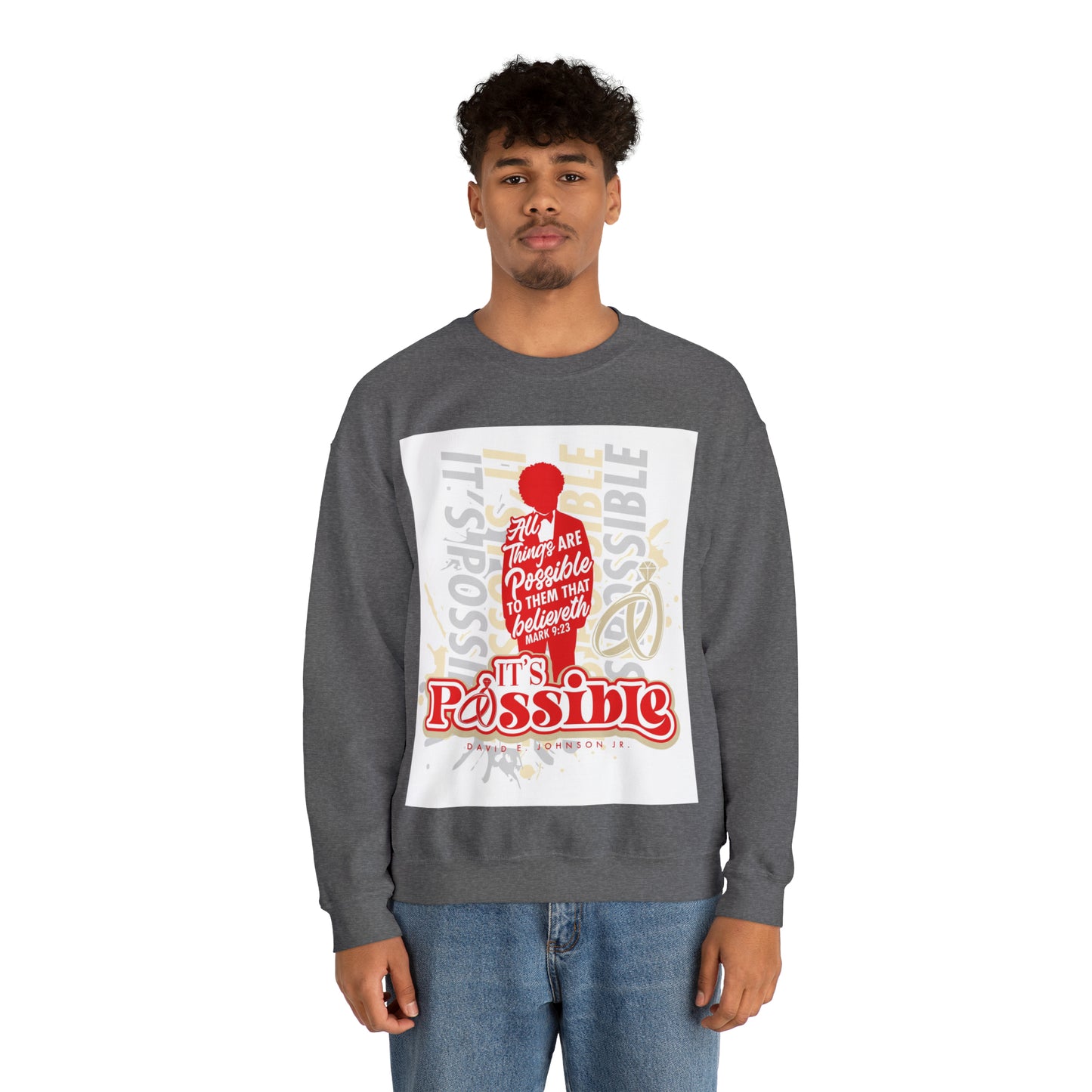"It's Possible" Single Unisex Heavy Blend™ Crewneck Sweatshirt (Red)