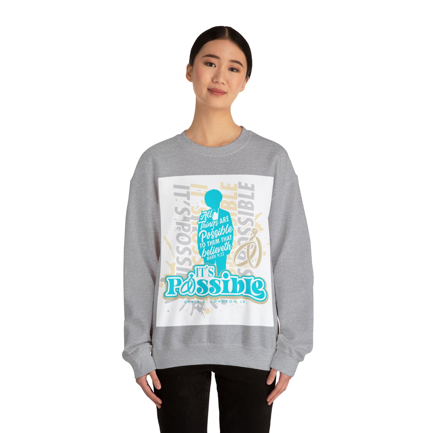 "It's Possible" Single Unisex Heavy Blend™ Crewneck Sweatshirt (Teal)