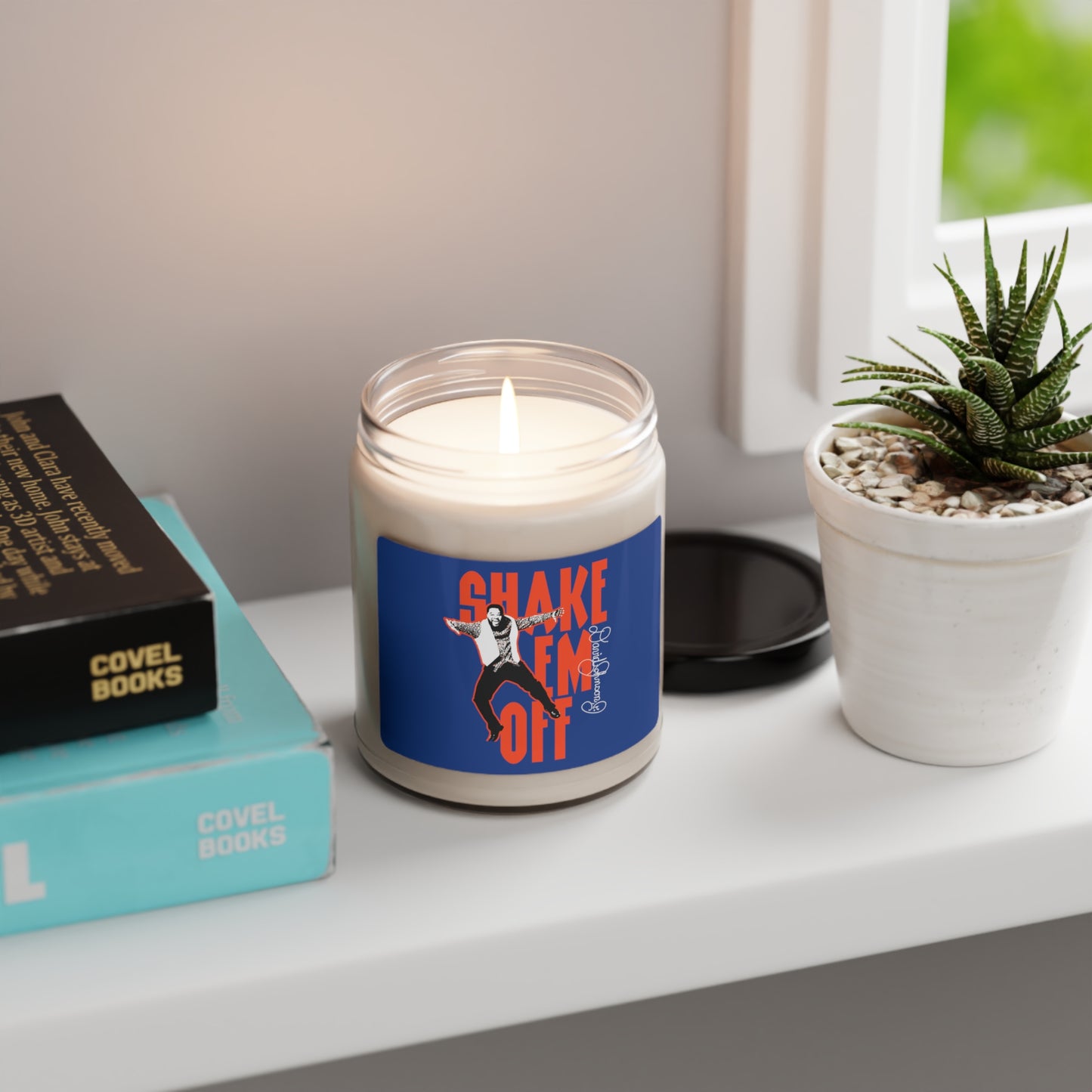 "Shake Em Off," Scented Soy Candle, Dark Blue