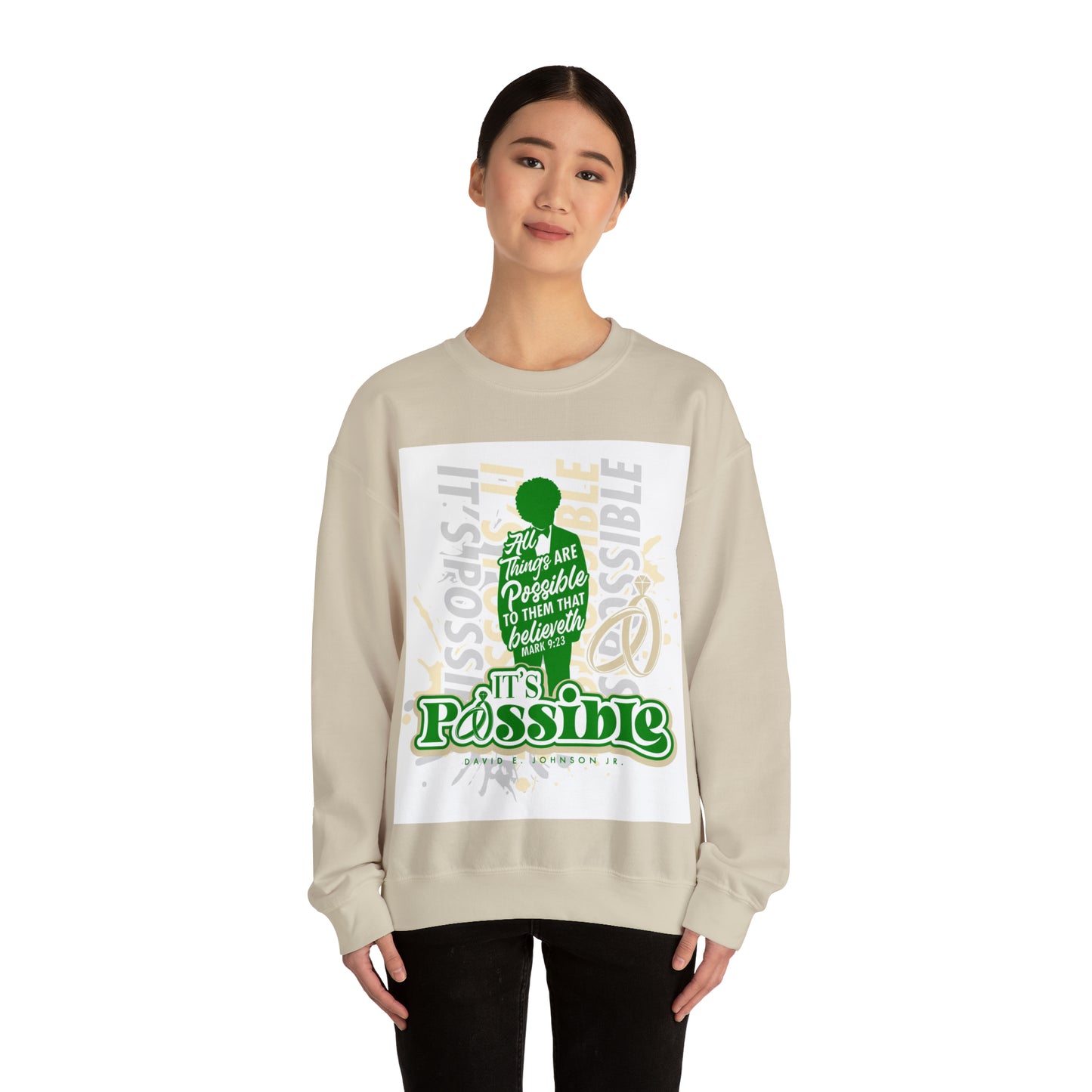 "It's Possible" Single Unisex Heavy Blend™ Crewneck Sweatshirt (Green)