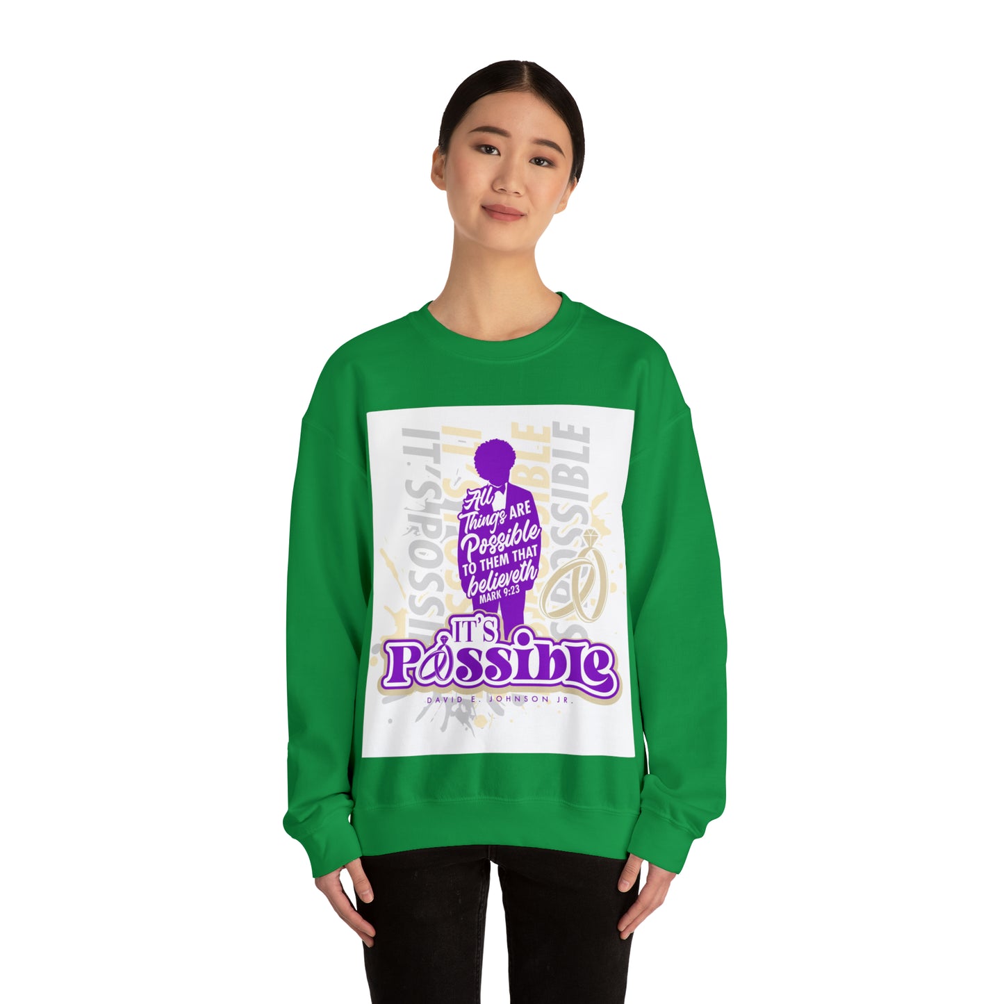 "It's Possible" Single Unisex Heavy Blend™ Crewneck Sweatshirt (Purple)