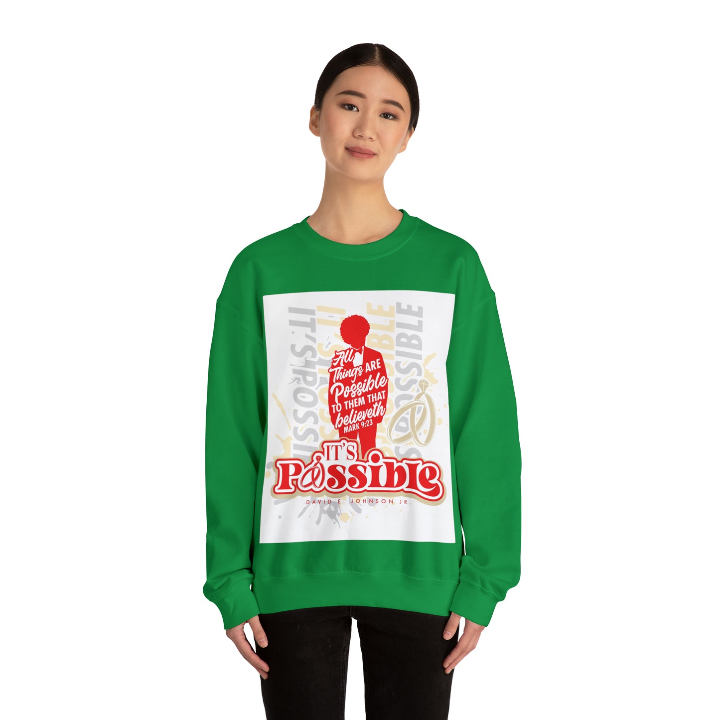 "It's Possible" Single Unisex Heavy Blend™ Crewneck Sweatshirt (Red)