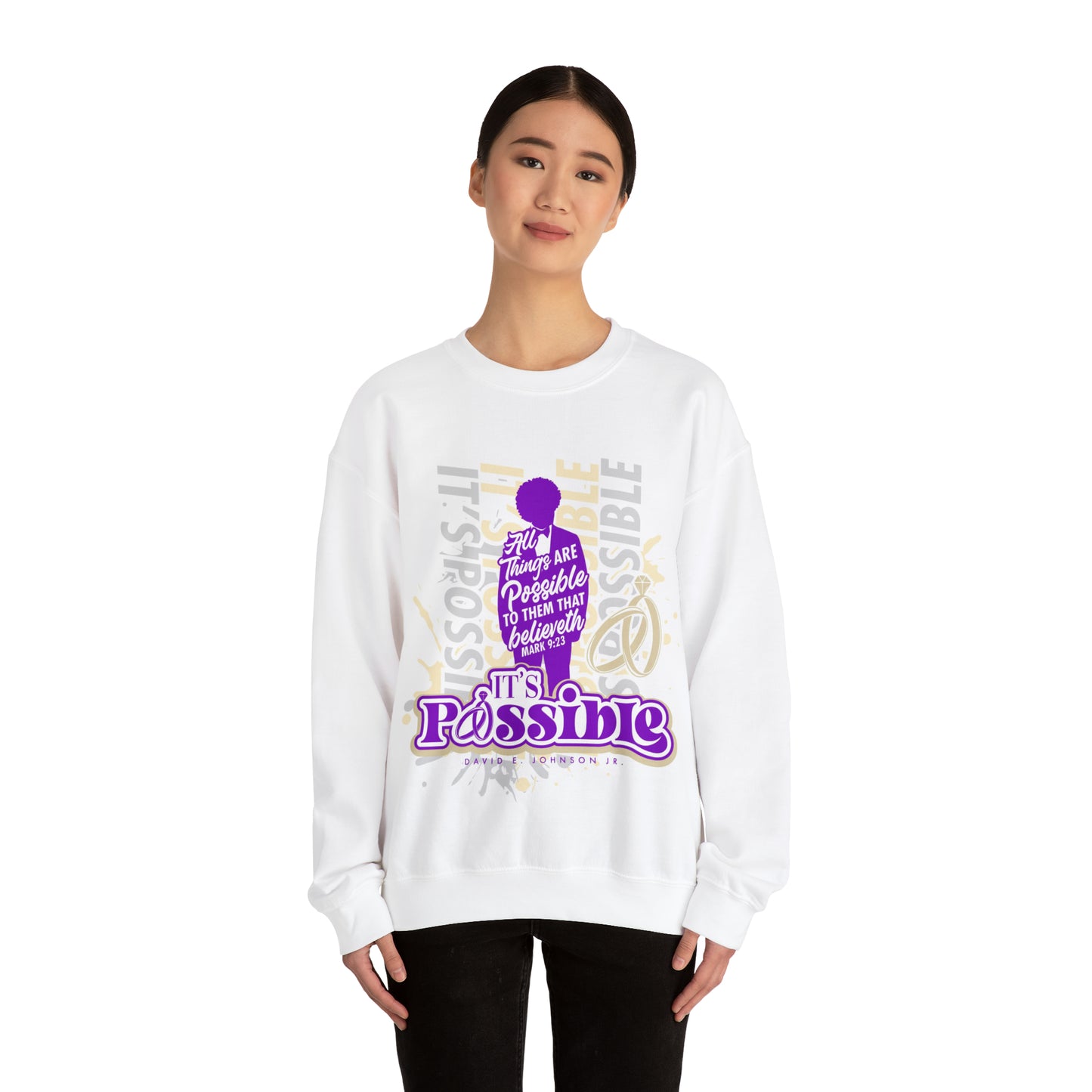 "It's Possible" Single Unisex Heavy Blend™ Crewneck Sweatshirt (Purple)