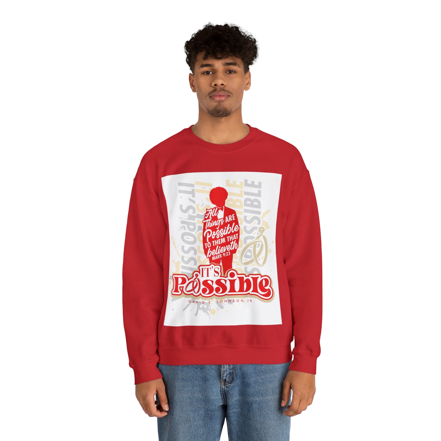 "It's Possible" Single Unisex Heavy Blend™ Crewneck Sweatshirt (Red)