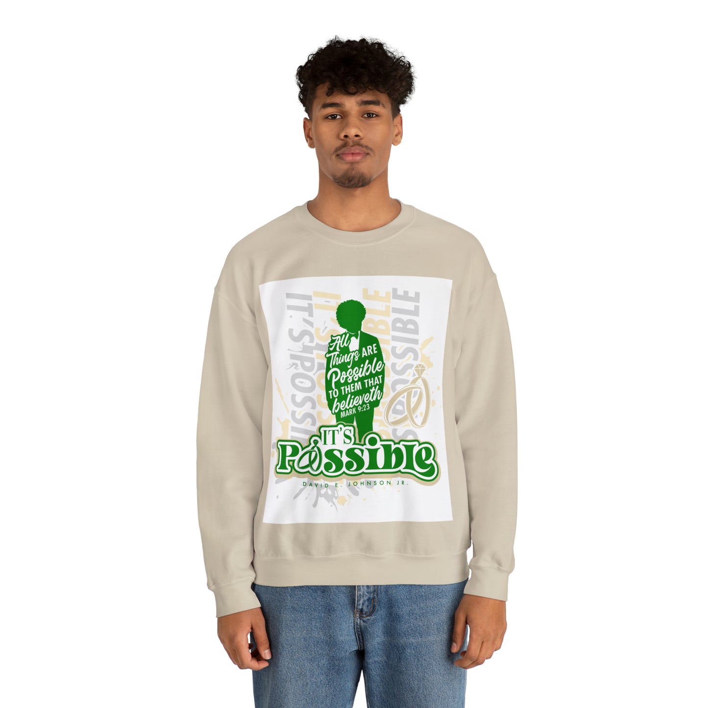 "It's Possible" Single Unisex Heavy Blend™ Crewneck Sweatshirt (Green)