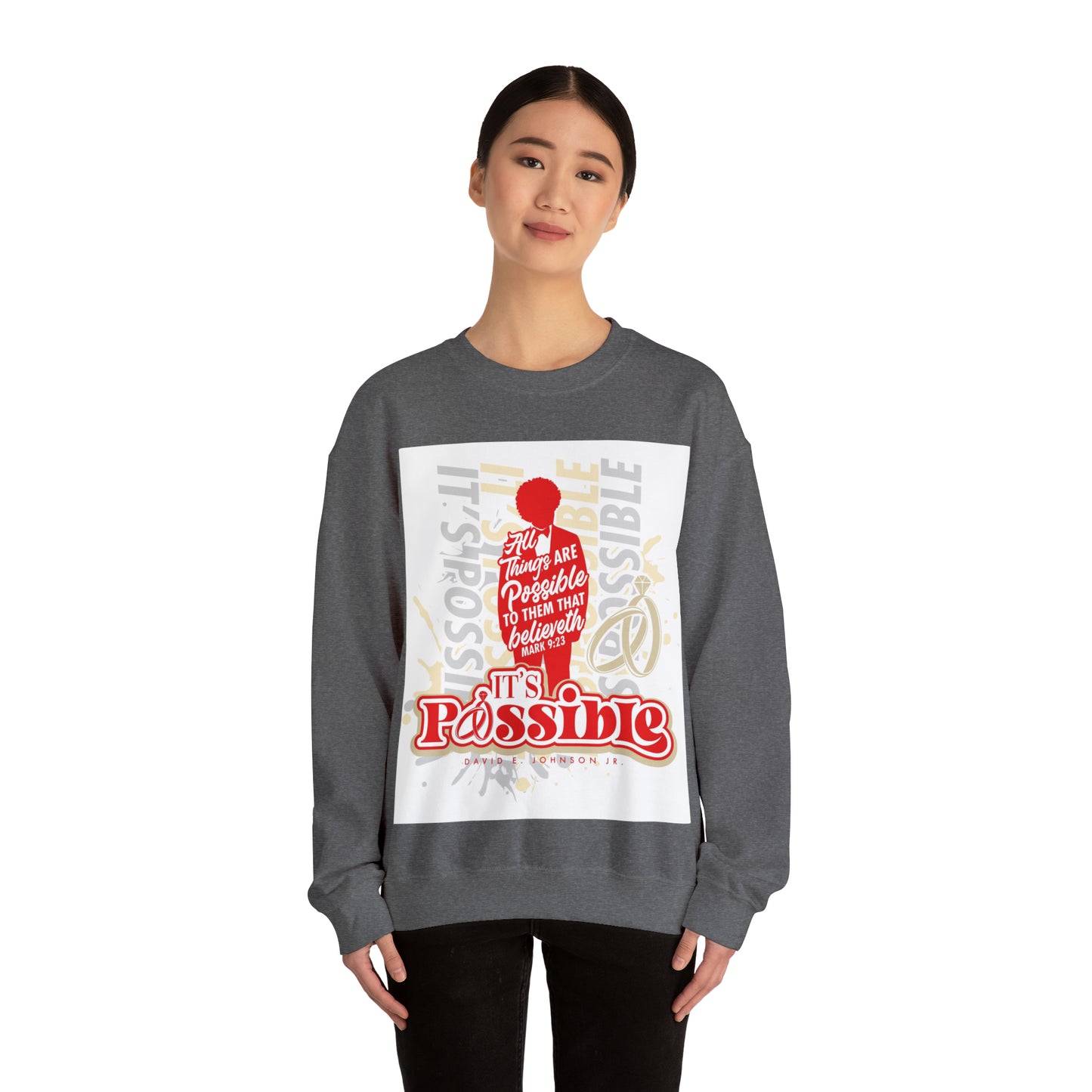 "It's Possible" Single Unisex Heavy Blend™ Crewneck Sweatshirt (Red)