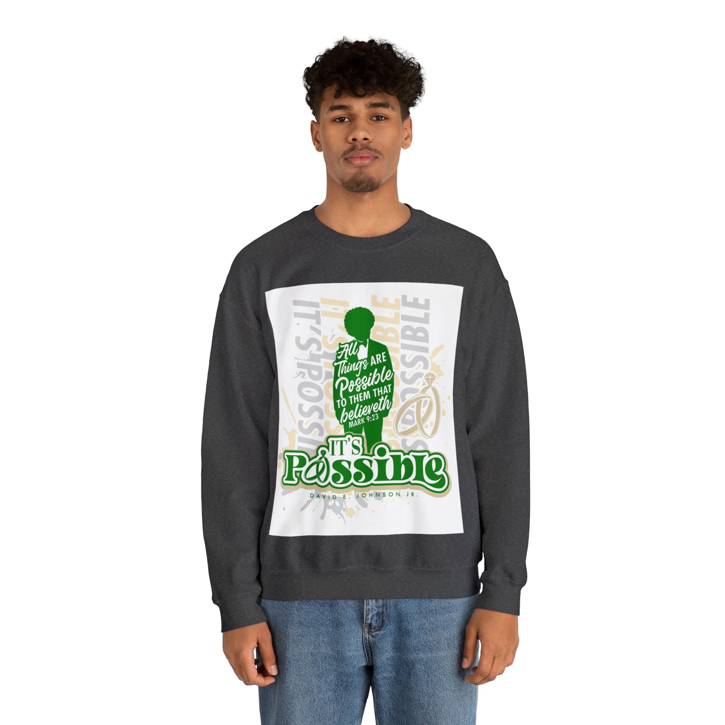 "It's Possible" Single Unisex Heavy Blend™ Crewneck Sweatshirt (Green)