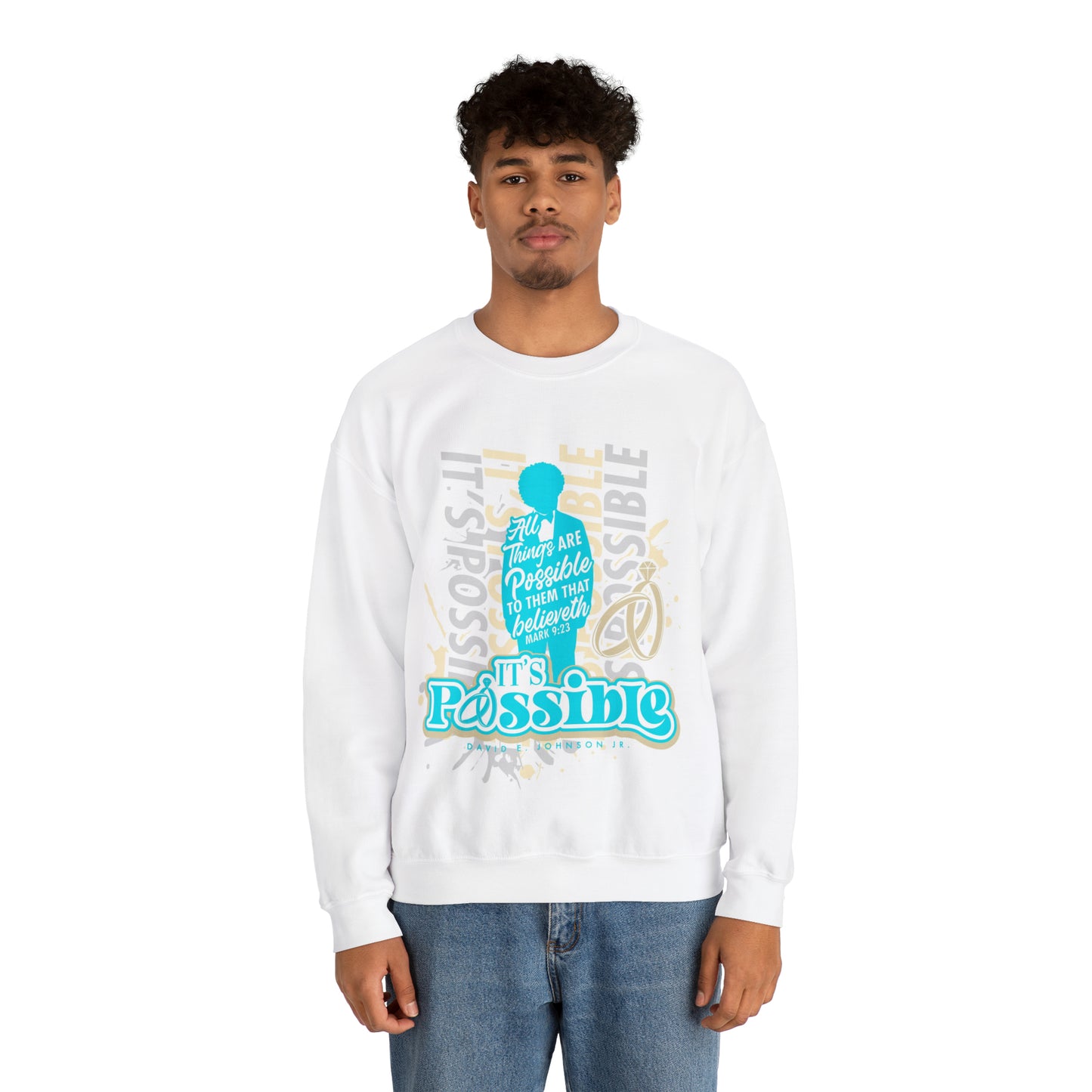 "It's Possible" Single Unisex Heavy Blend™ Crewneck Sweatshirt (Teal)