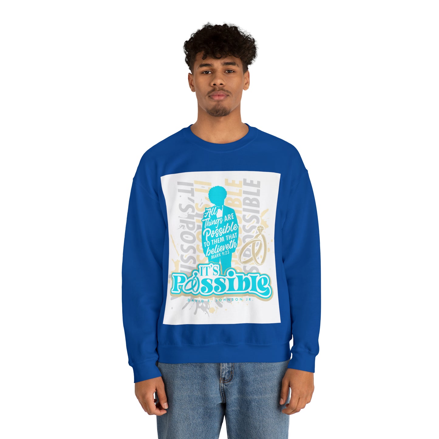 "It's Possible" Single Unisex Heavy Blend™ Crewneck Sweatshirt (Teal)
