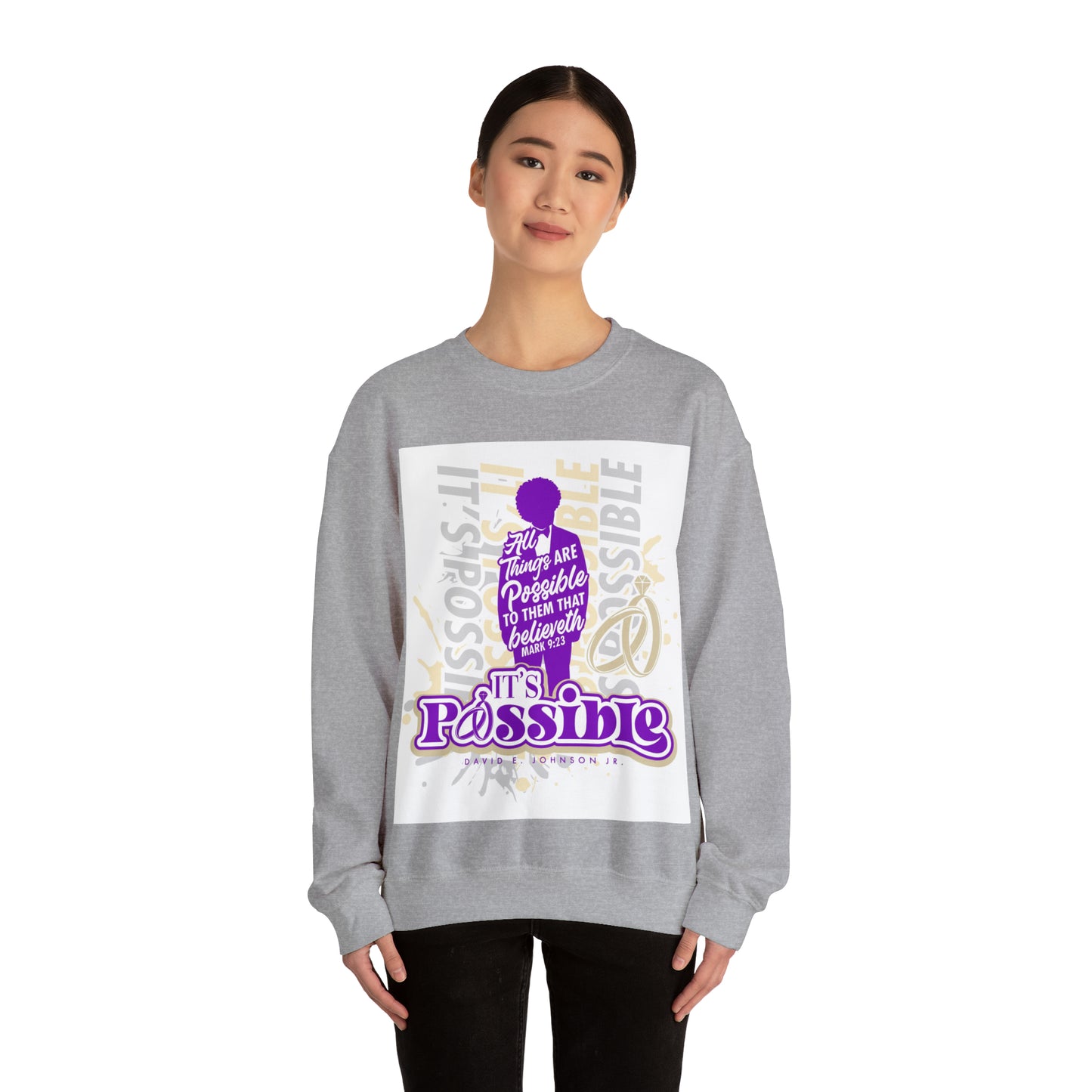"It's Possible" Single Unisex Heavy Blend™ Crewneck Sweatshirt (Purple)