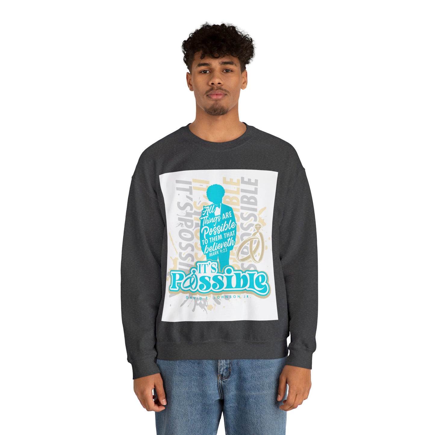 "It's Possible" Single Unisex Heavy Blend™ Crewneck Sweatshirt (Teal)