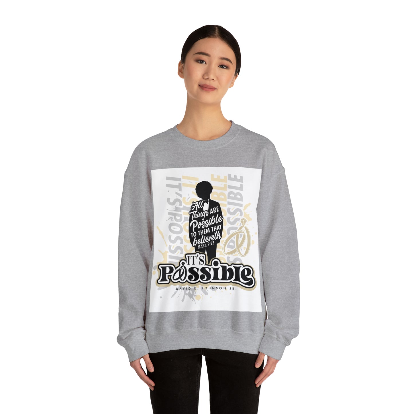 "It's Possible" Single Unisex Heavy Blend™ Crewneck Sweatshirt (Black)
