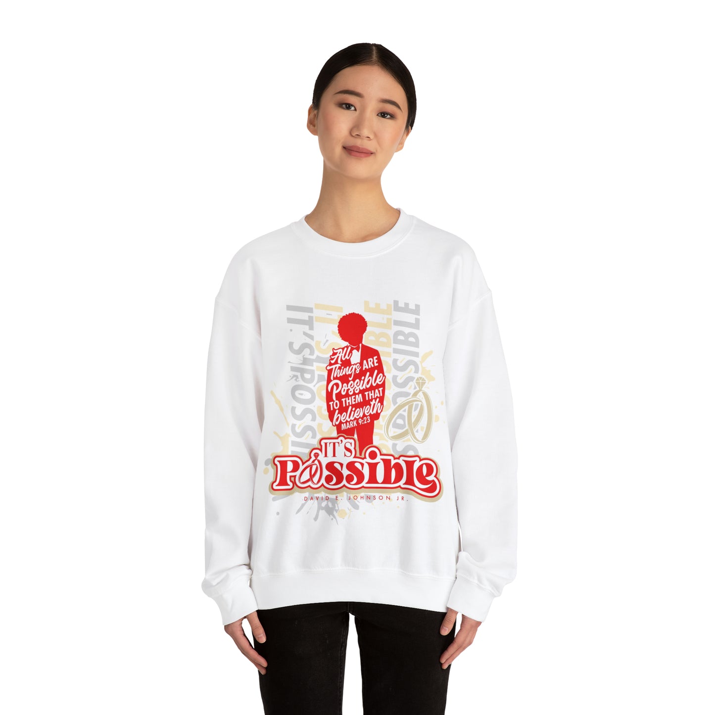 "It's Possible" Single Unisex Heavy Blend™ Crewneck Sweatshirt (Red)
