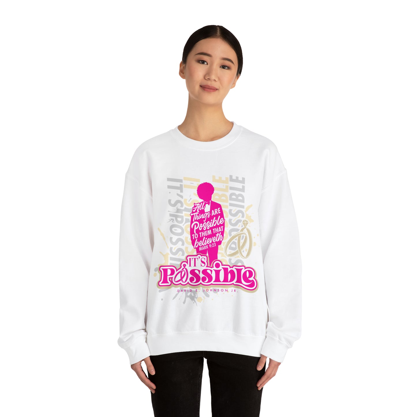 "It's Possible" Single Unisex Heavy Blend™ Crewneck Sweatshirt (Pink)