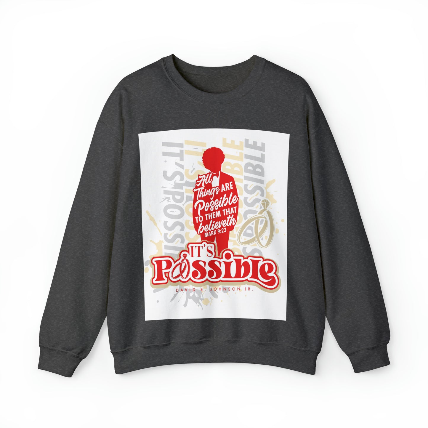 "It's Possible" Single Unisex Heavy Blend™ Crewneck Sweatshirt (Red)