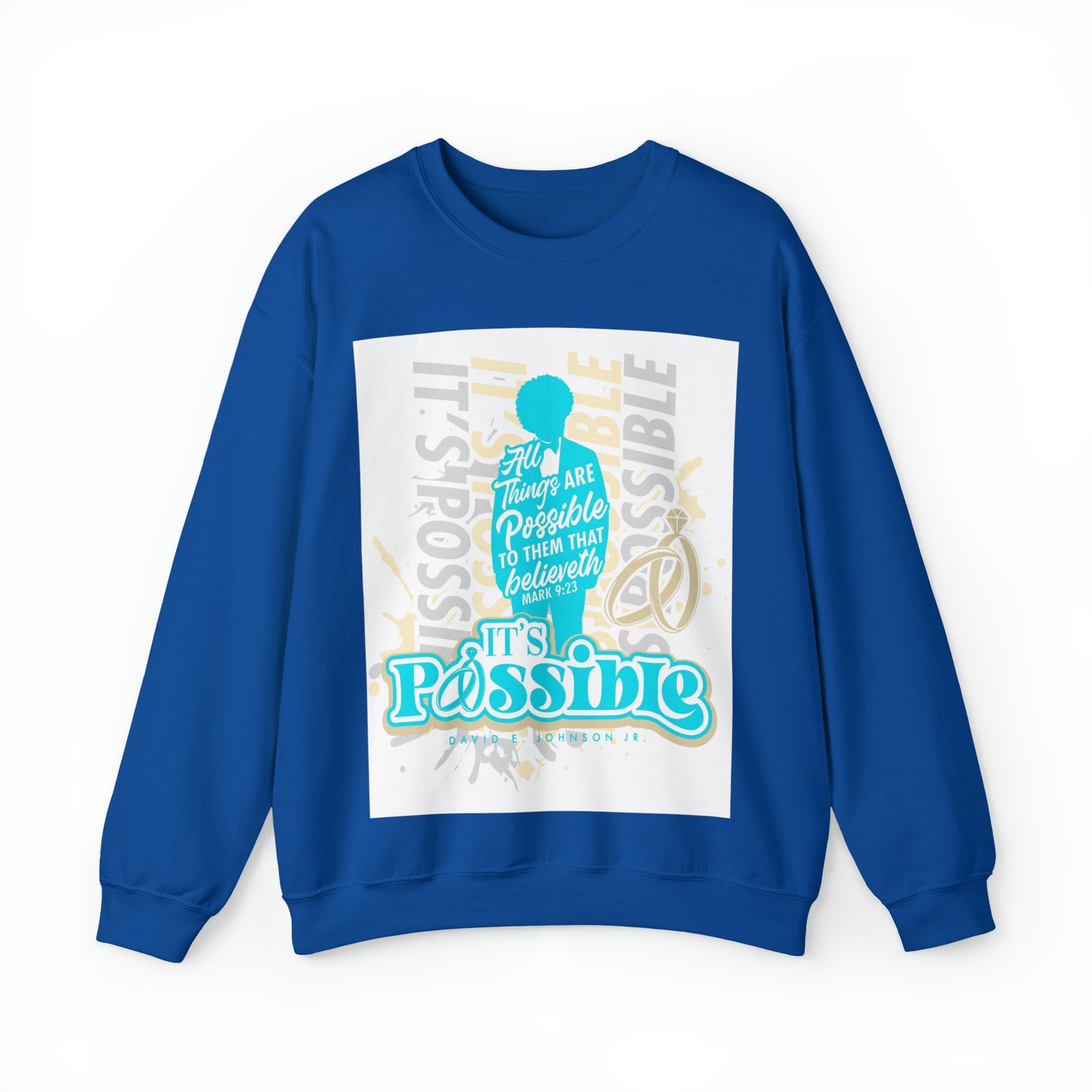 "It's Possible" Single Unisex Heavy Blend™ Crewneck Sweatshirt (Teal)