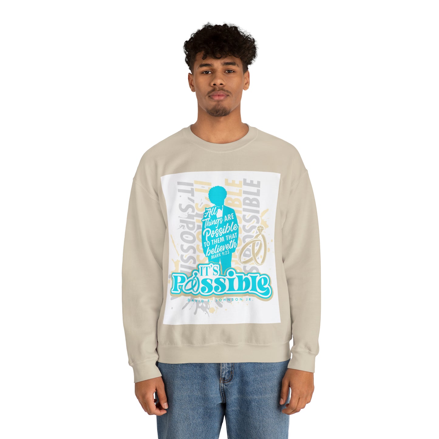 "It's Possible" Single Unisex Heavy Blend™ Crewneck Sweatshirt (Teal)