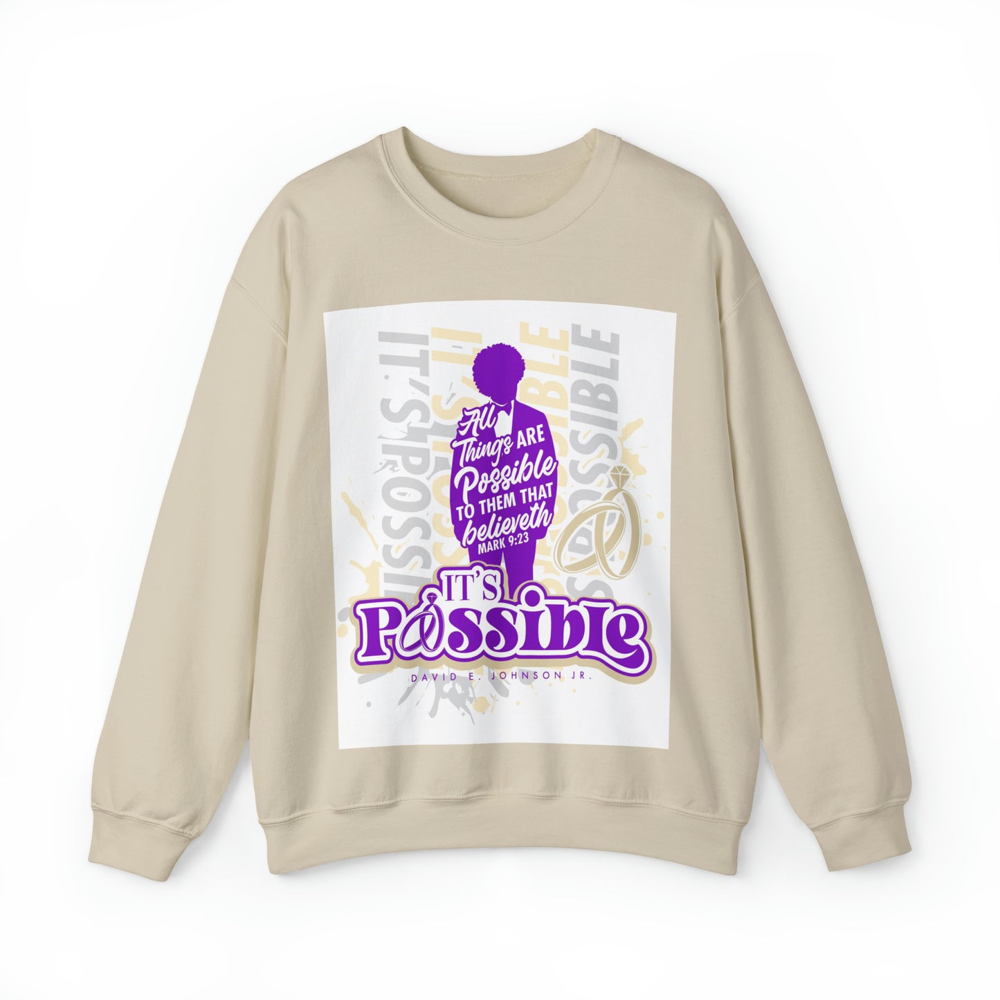 "It's Possible" Single Unisex Heavy Blend™ Crewneck Sweatshirt (Purple)
