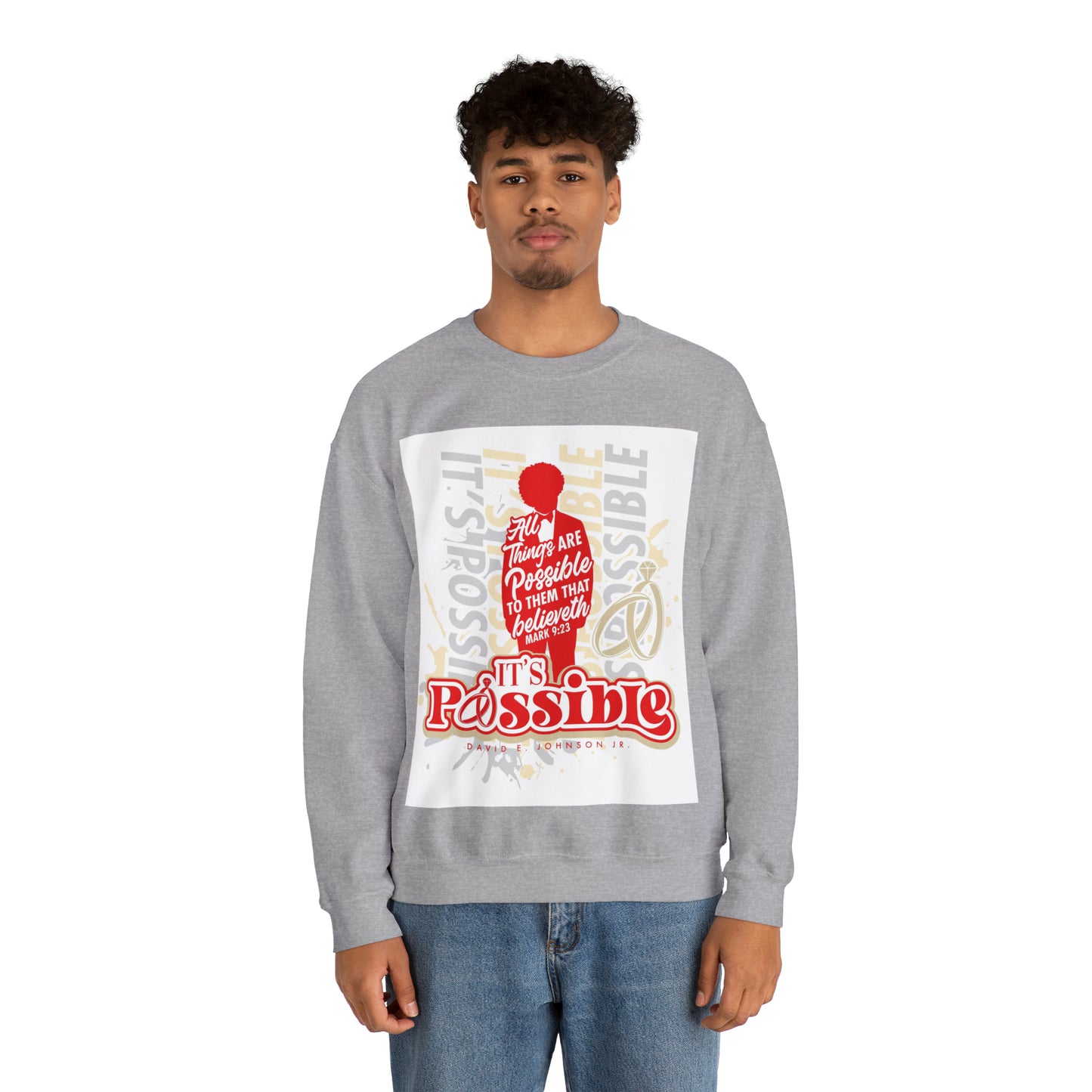 "It's Possible" Single Unisex Heavy Blend™ Crewneck Sweatshirt (Red)