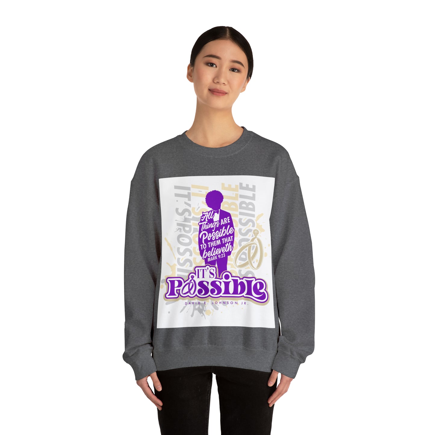 "It's Possible" Single Unisex Heavy Blend™ Crewneck Sweatshirt (Purple)