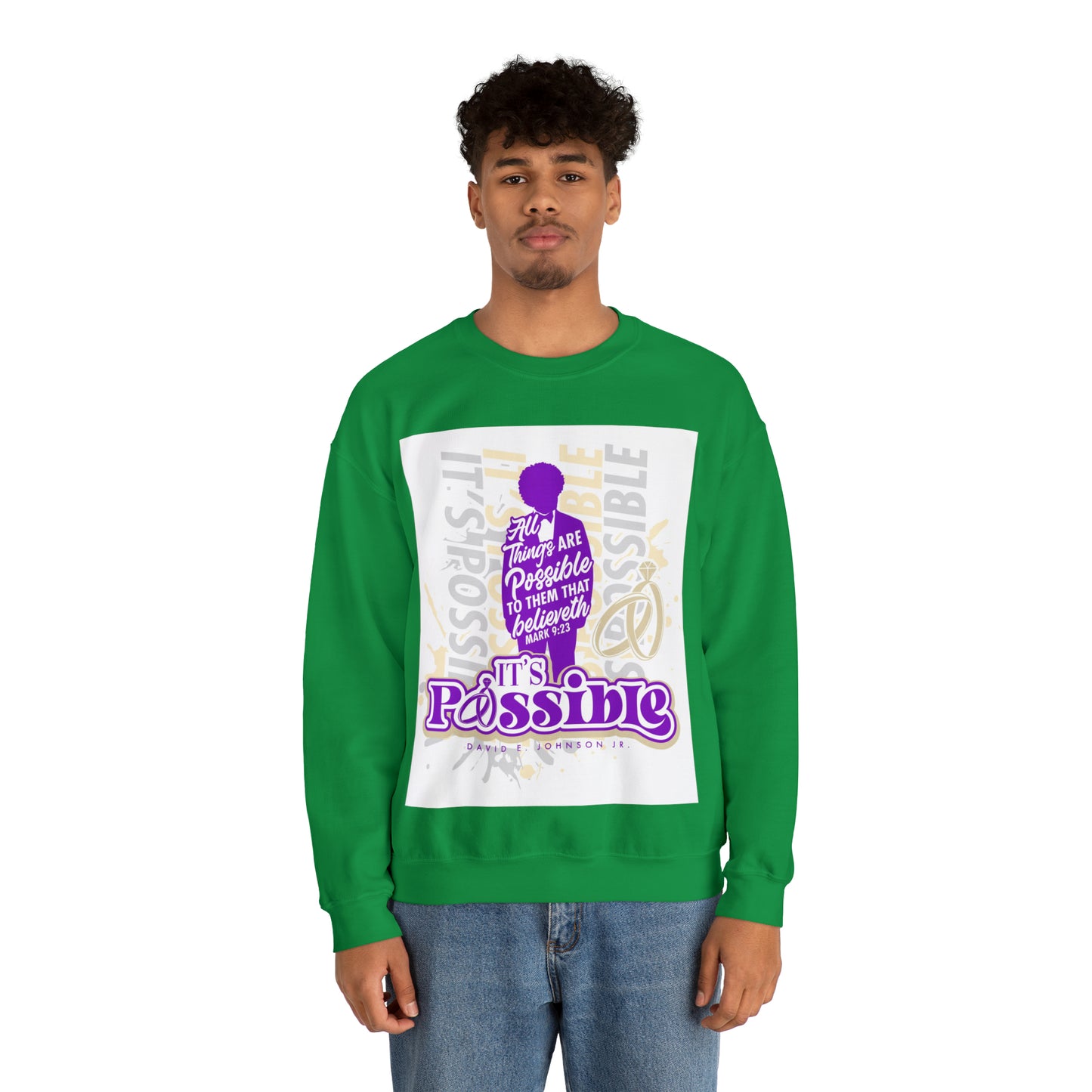 "It's Possible" Single Unisex Heavy Blend™ Crewneck Sweatshirt (Purple)