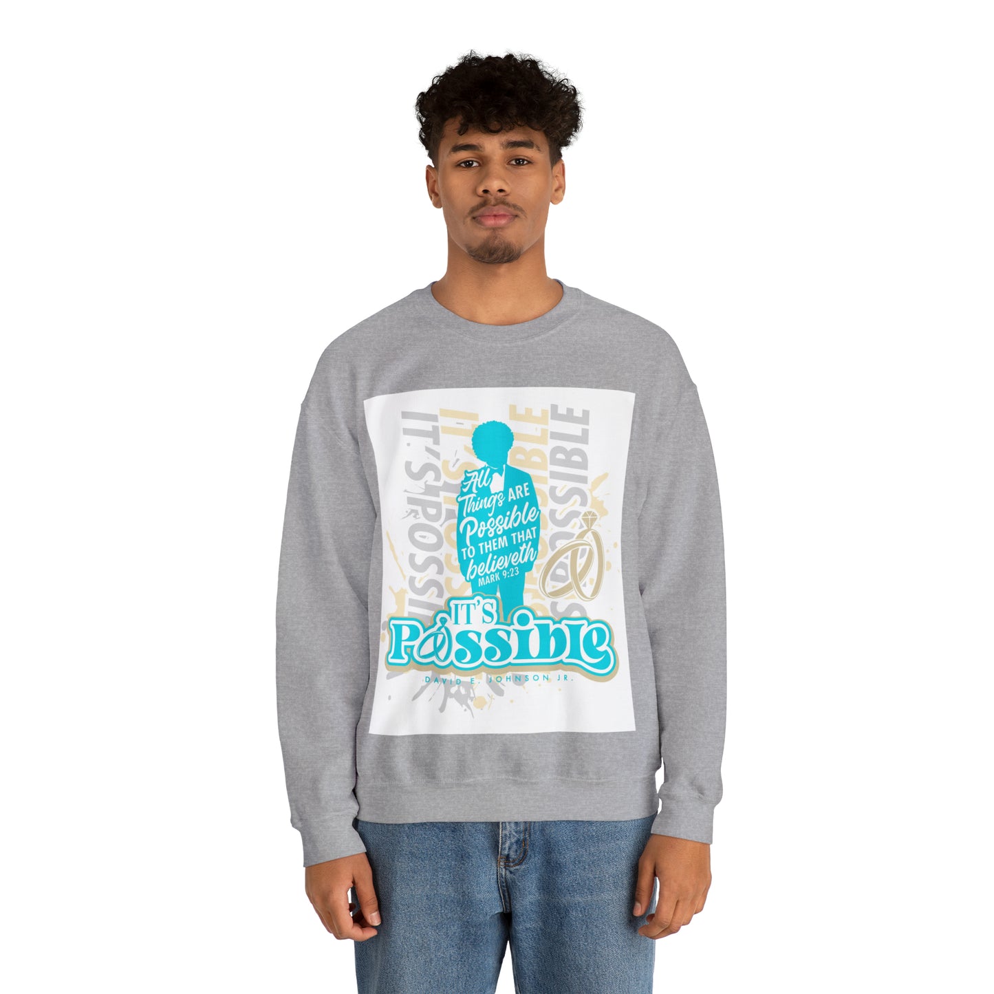 "It's Possible" Single Unisex Heavy Blend™ Crewneck Sweatshirt (Teal)