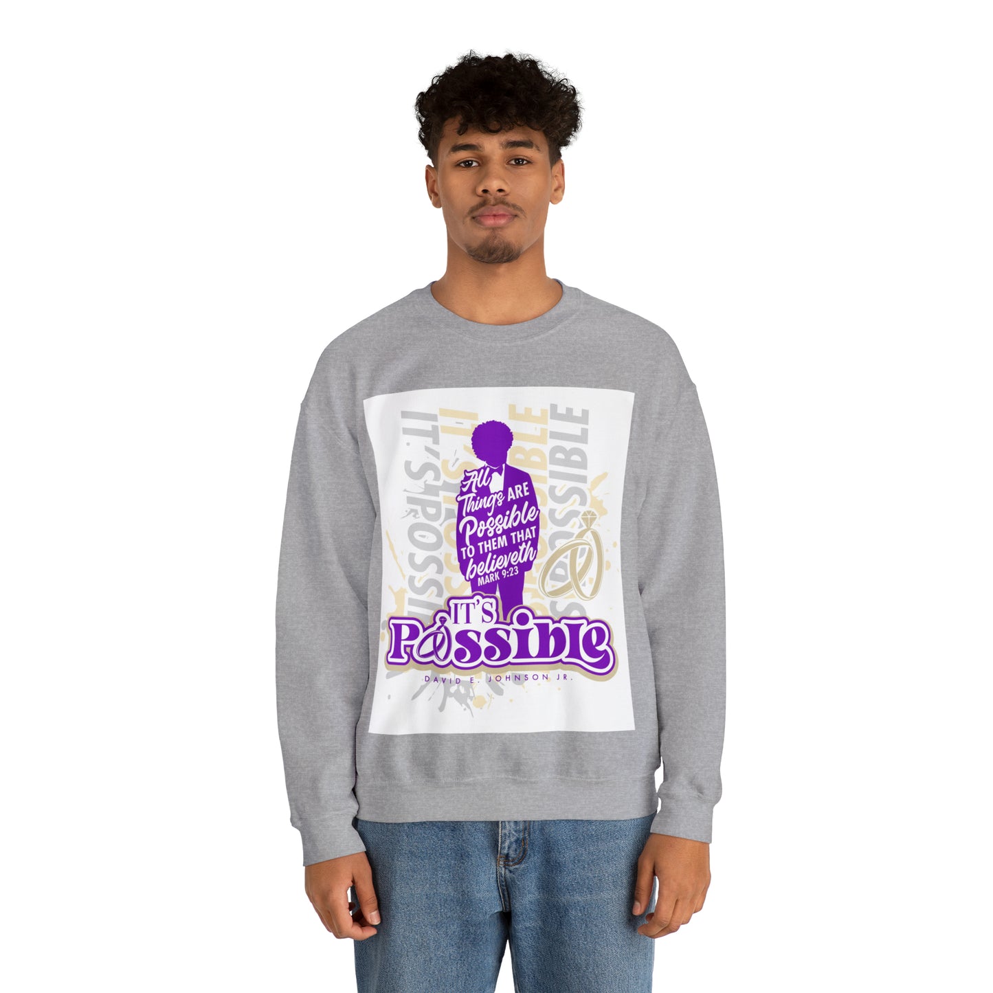 "It's Possible" Single Unisex Heavy Blend™ Crewneck Sweatshirt (Purple)