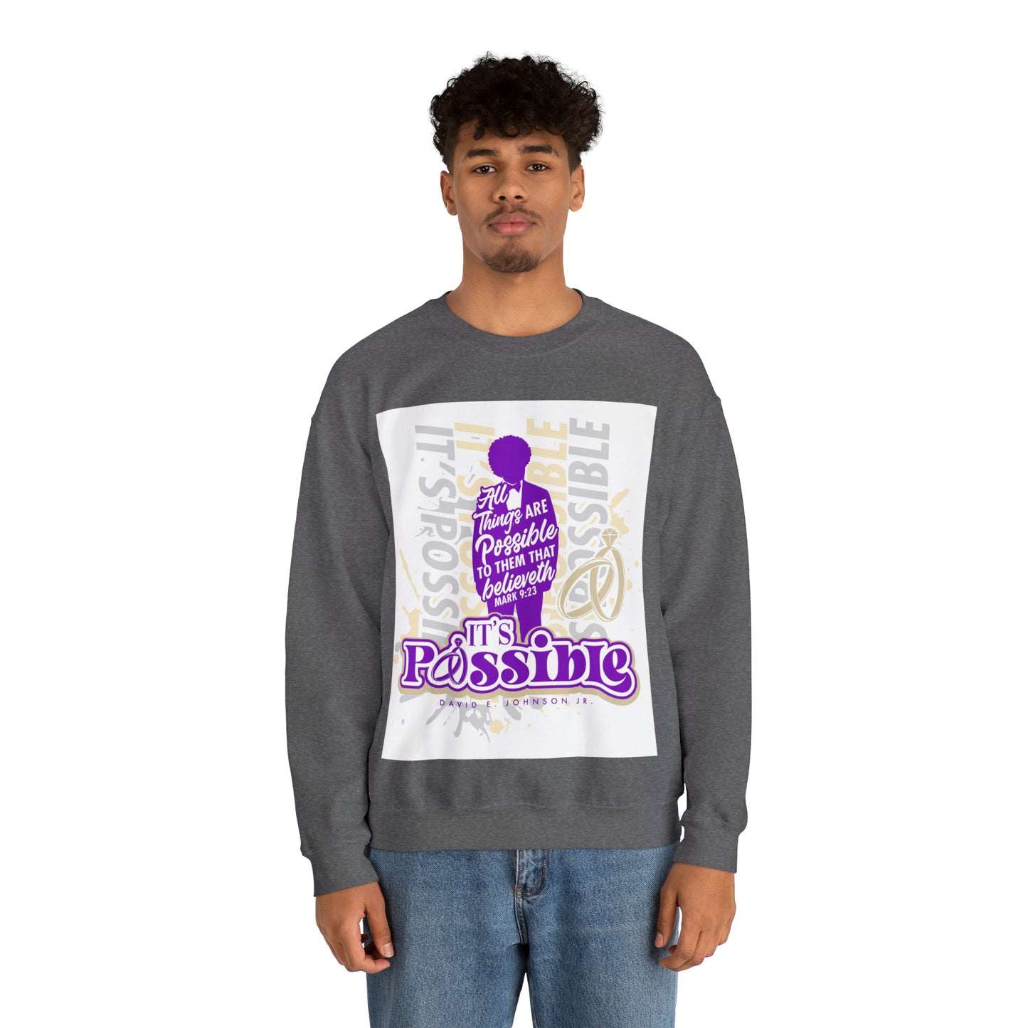 "It's Possible" Single Unisex Heavy Blend™ Crewneck Sweatshirt (Purple)
