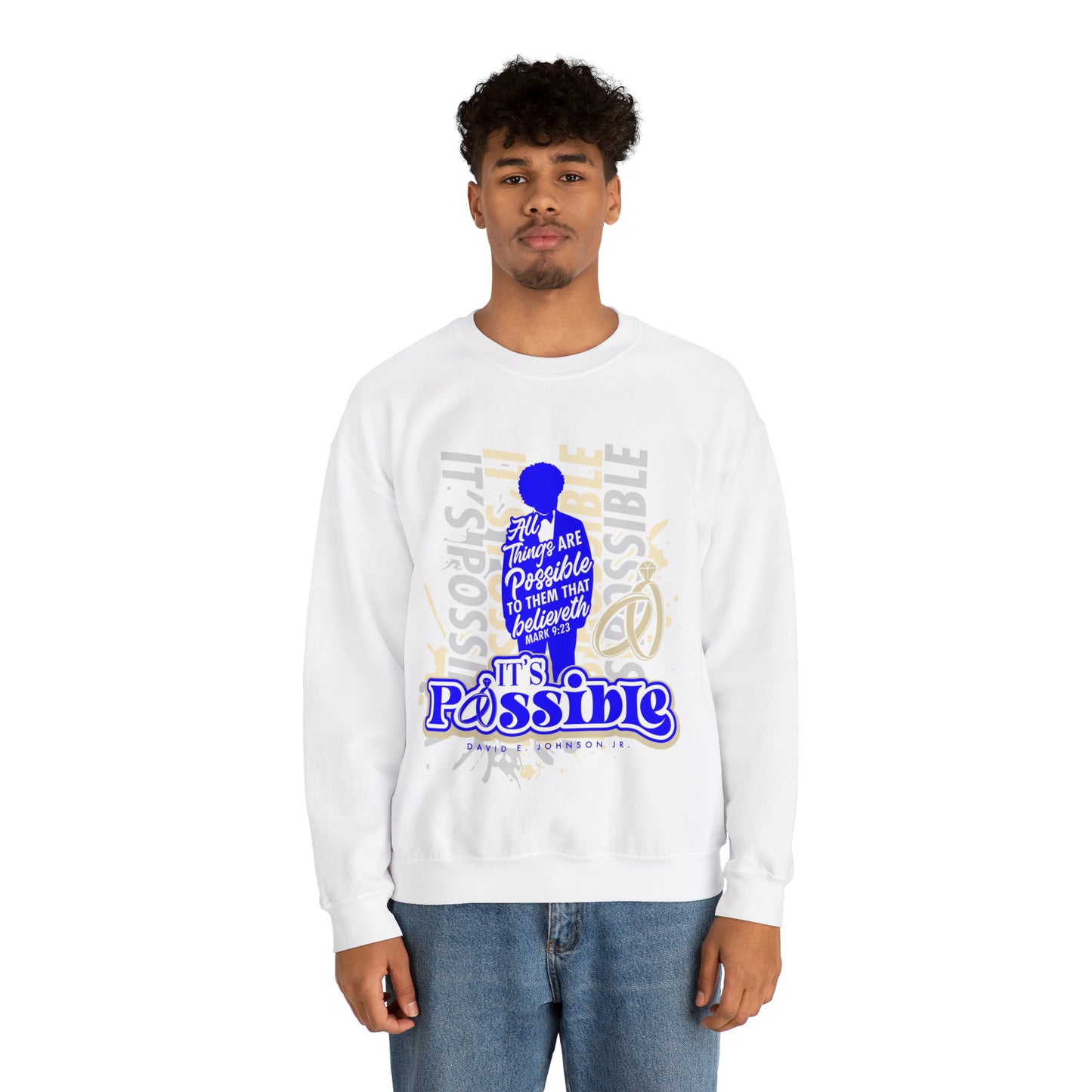 "It's Possible" Single Unisex Heavy Blend™ Crewneck Sweatshirt (Blue)