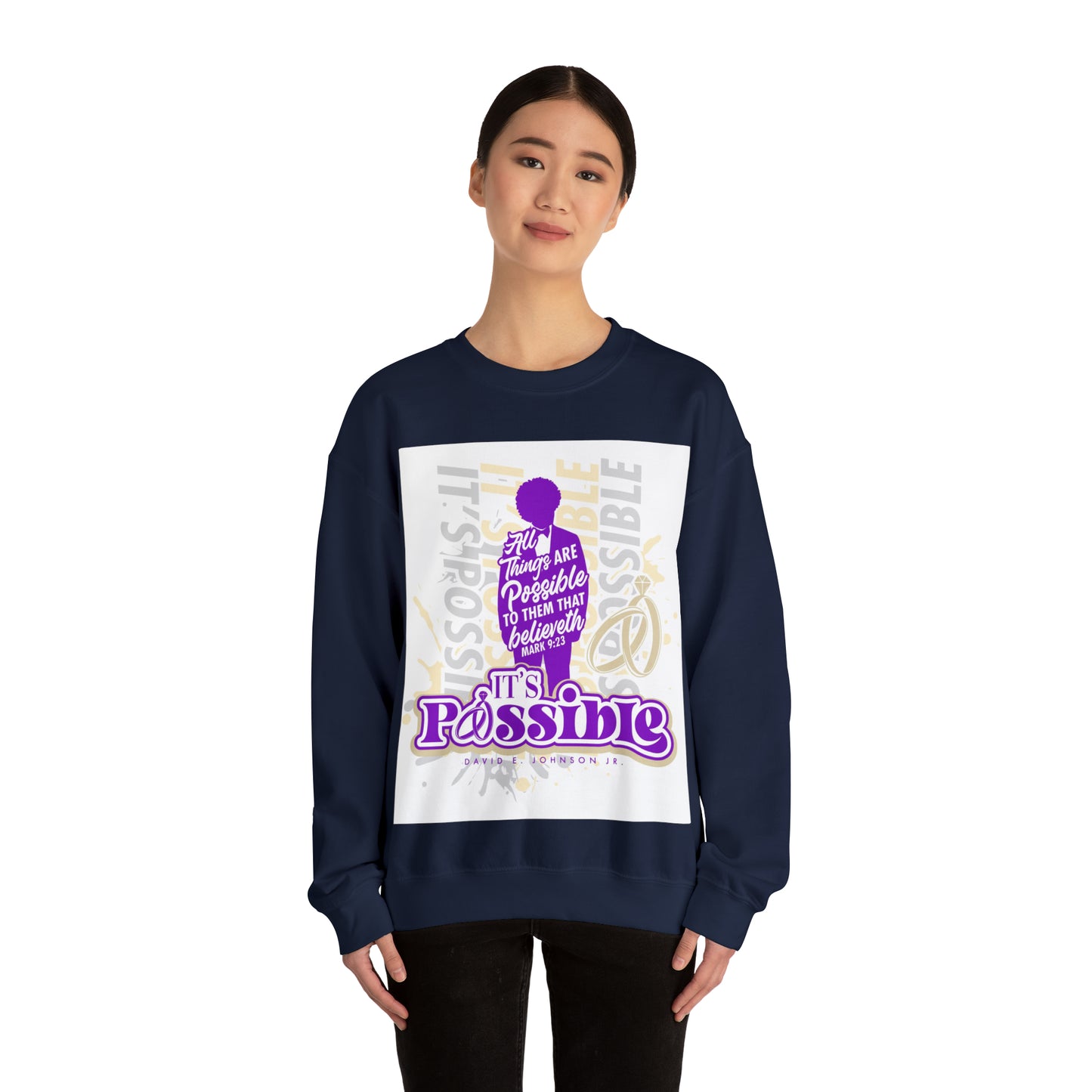 "It's Possible" Single Unisex Heavy Blend™ Crewneck Sweatshirt (Purple)