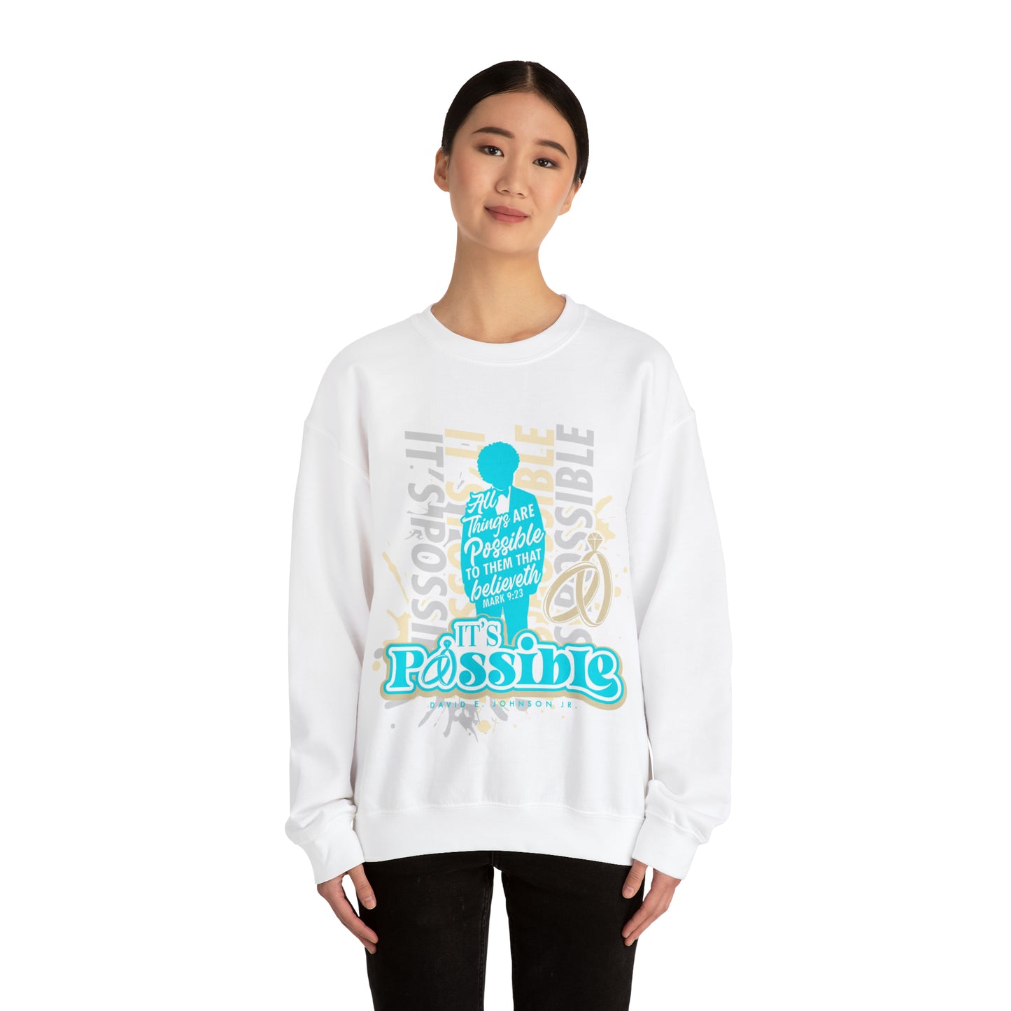 "It's Possible" Single Unisex Heavy Blend™ Crewneck Sweatshirt (Teal)