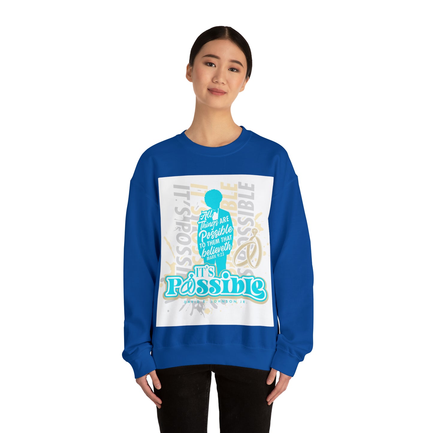 "It's Possible" Single Unisex Heavy Blend™ Crewneck Sweatshirt (Teal)