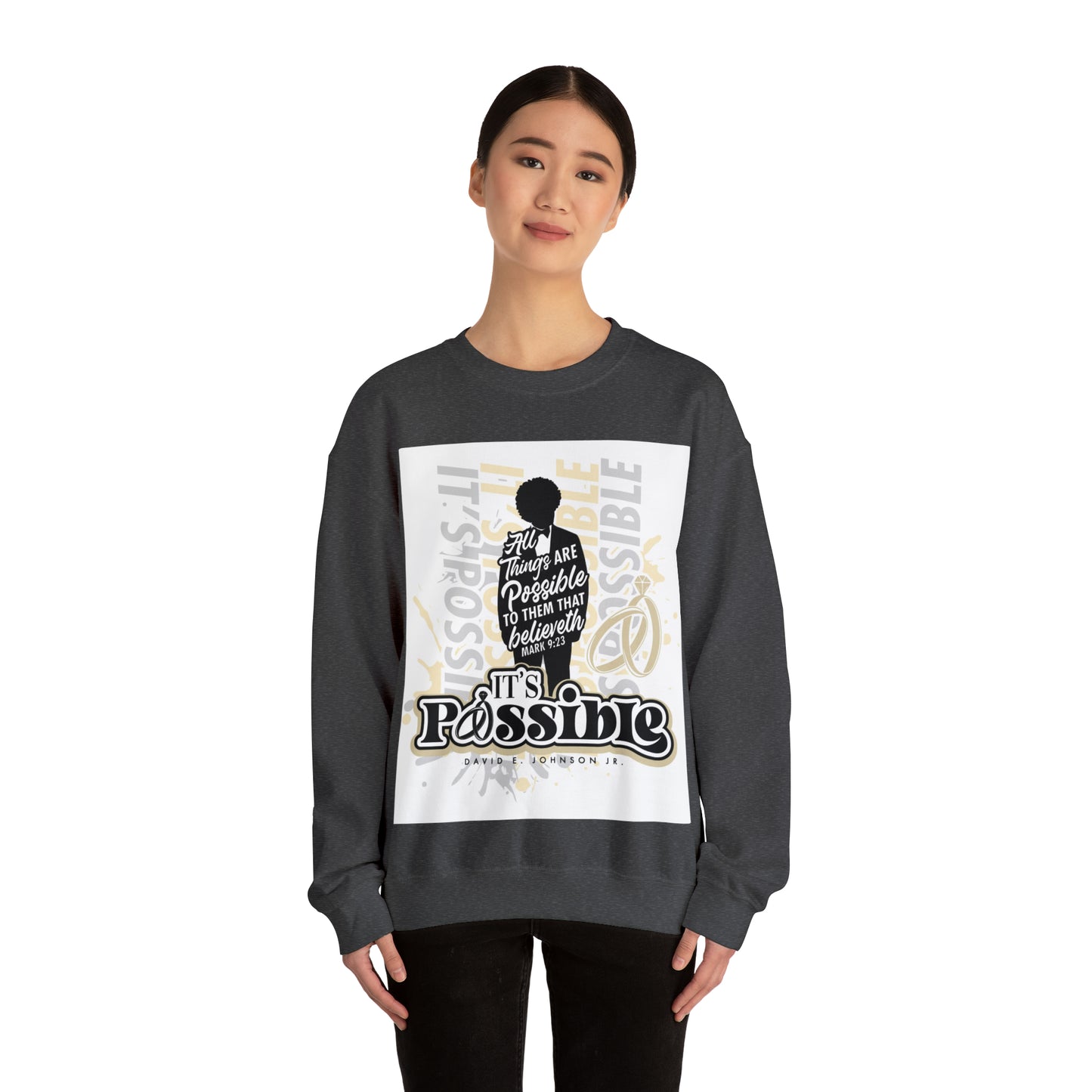 "It's Possible" Single Unisex Heavy Blend™ Crewneck Sweatshirt (Black)