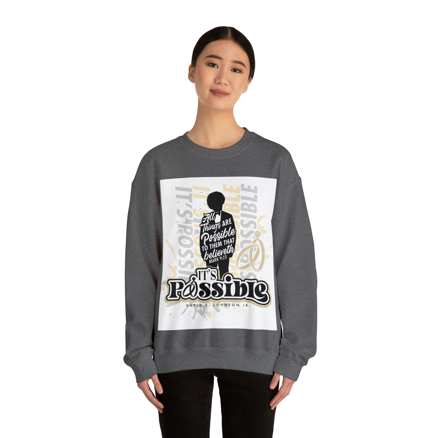"It's Possible" Single Unisex Heavy Blend™ Crewneck Sweatshirt (Black)