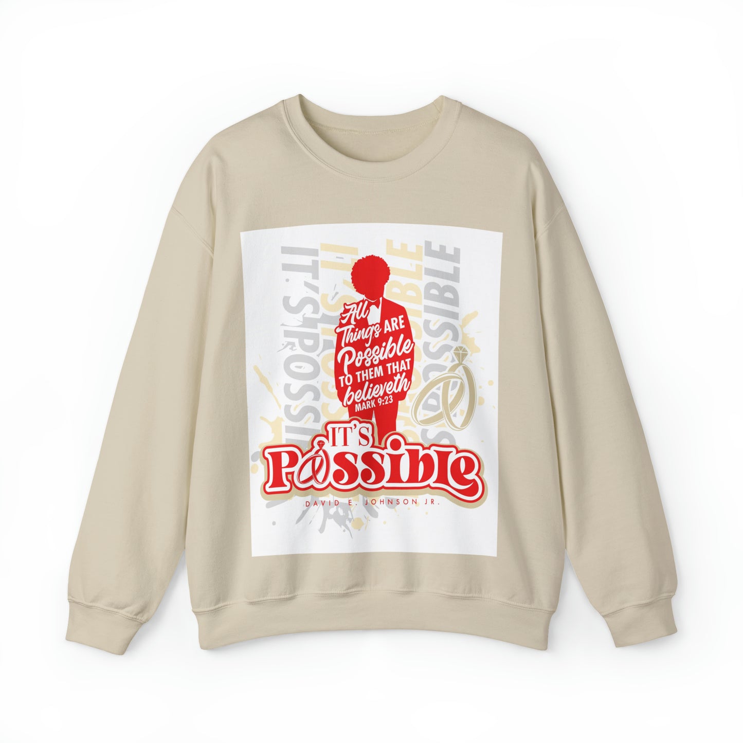"It's Possible" Single Unisex Heavy Blend™ Crewneck Sweatshirt (Red)